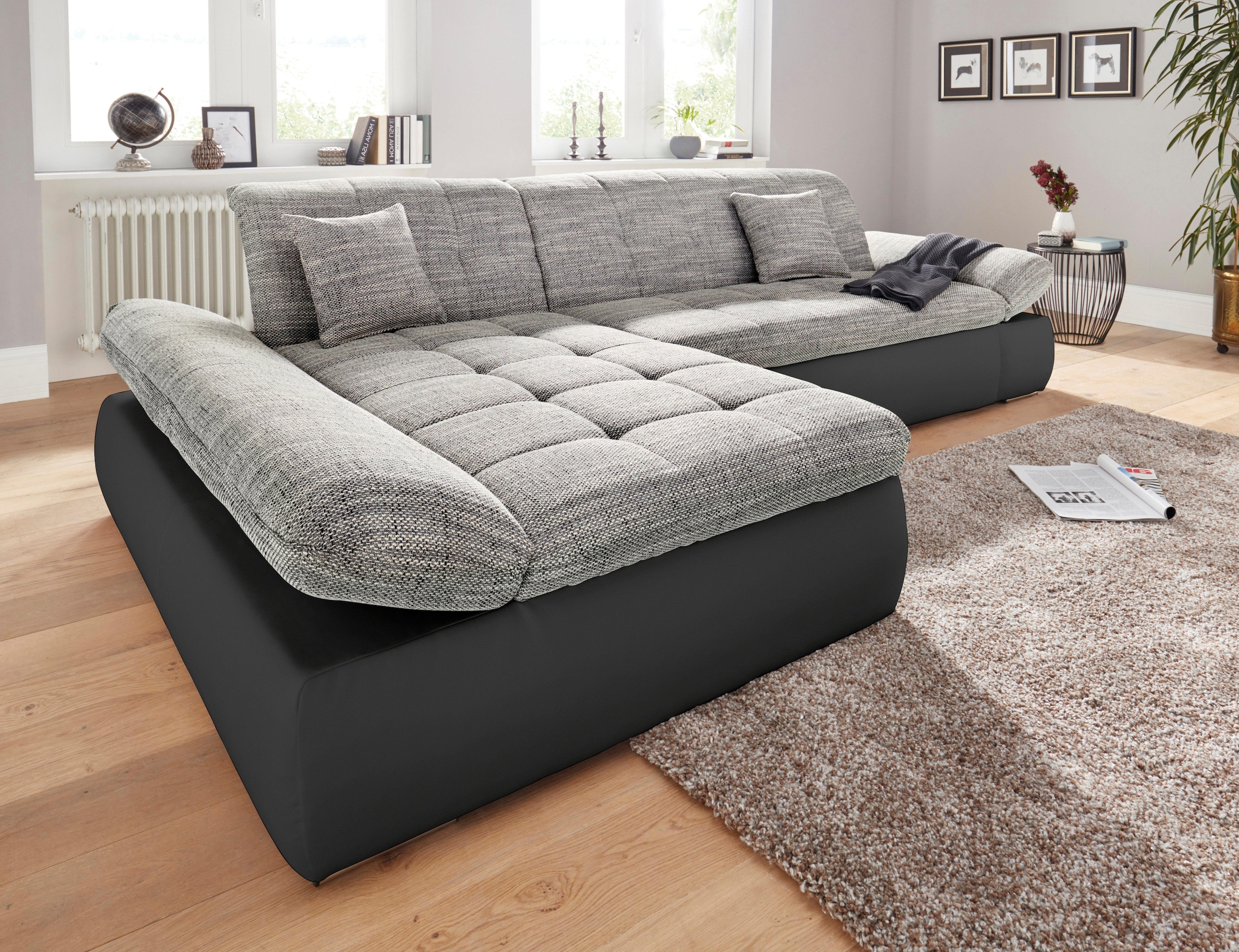 ♕ DOMO collection Ecksofa und Moric«, wahlweise »PB mit versandkostenfrei Bettfunktion XXL-Format, auf im Armteilverstellung