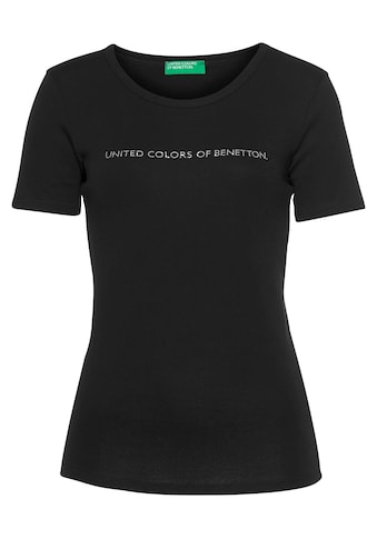 United Colors of Benetton T-Shirt, mit glitzerndem Label-Print vorn kaufen