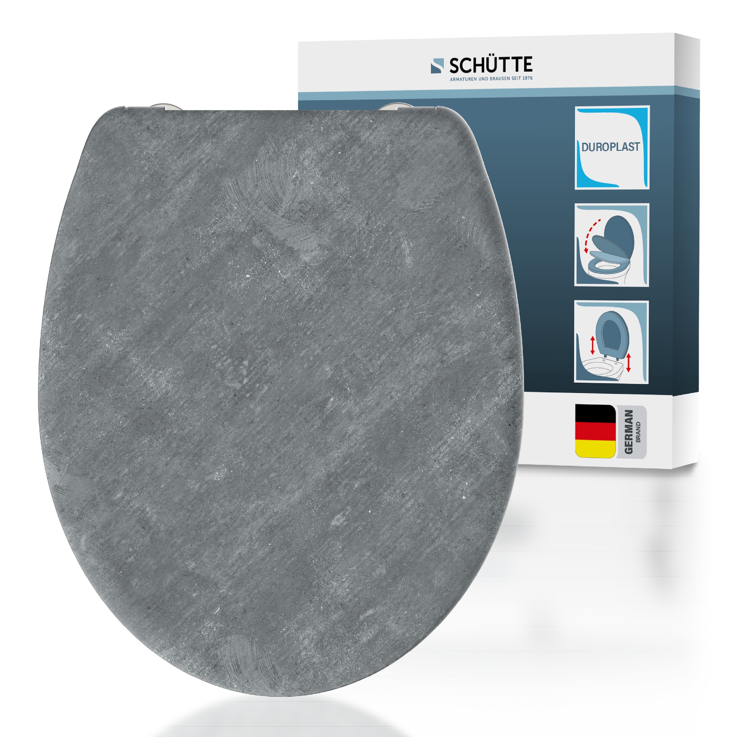 Image of Schütte WC-Sitz "LIGHT CONCRETE" Toilettendeckel, Absenkautomatik, Schnellverschluss, O-Form, bis 175kg