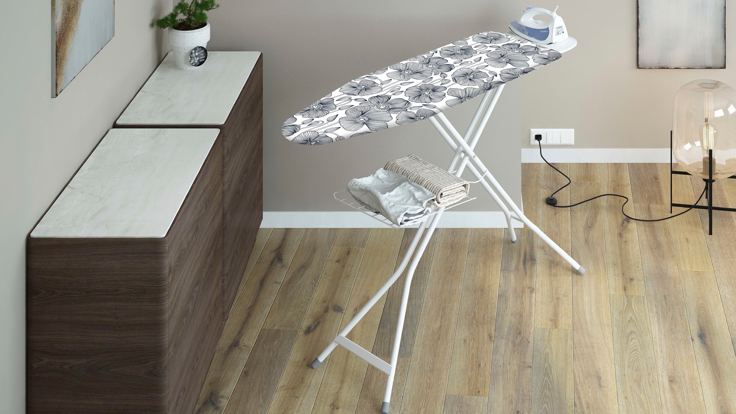 Bischof Colombo Bügelbrett »Praktika«, Bügelfläche 40 cmx120 cm, Überzug aus 100 % BIO – Baumwolle, Made in Italy