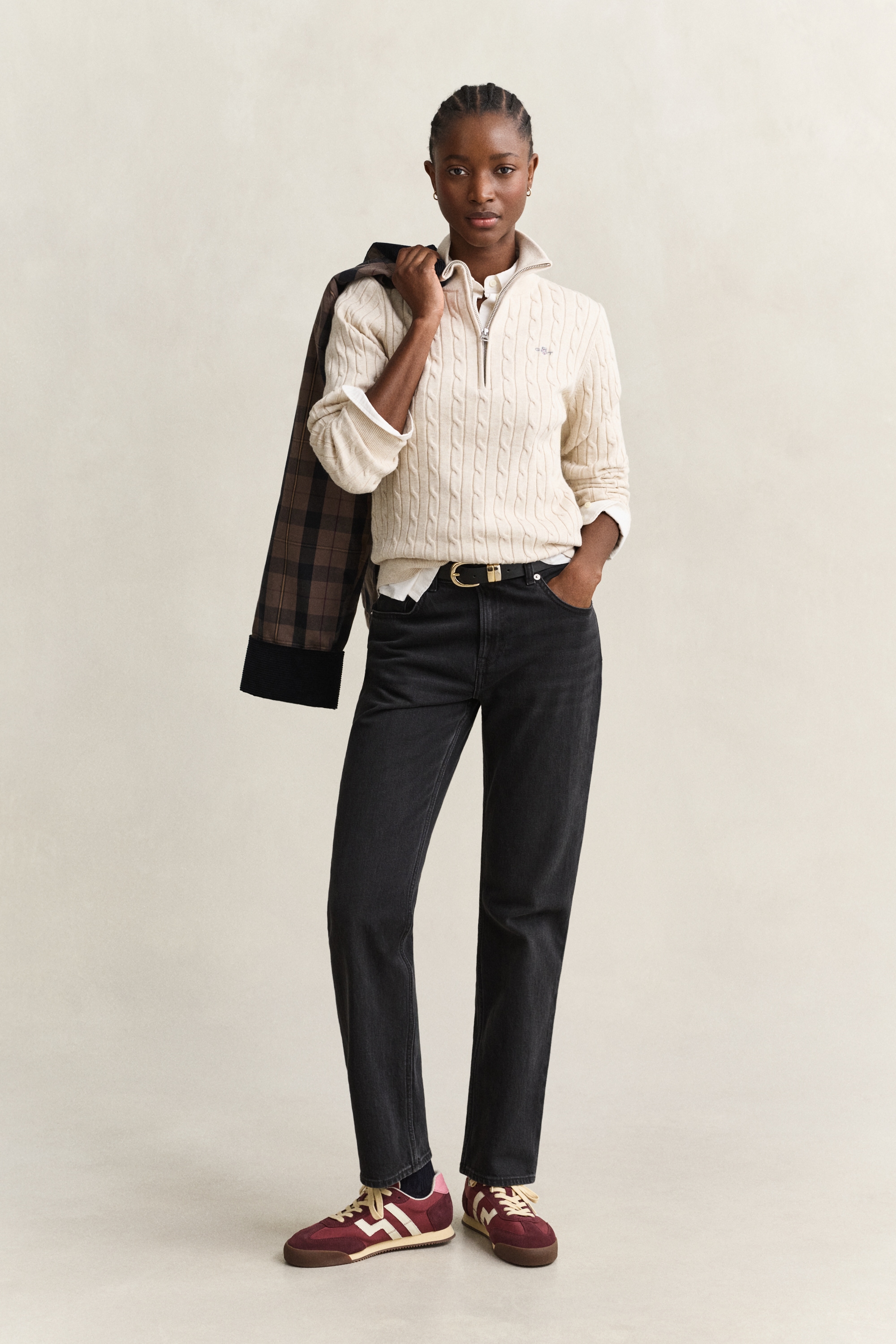 Gant Strickpullover »STRETCH COTTON CABLE HALF-ZIP« Mit Rundhalsausschnitt