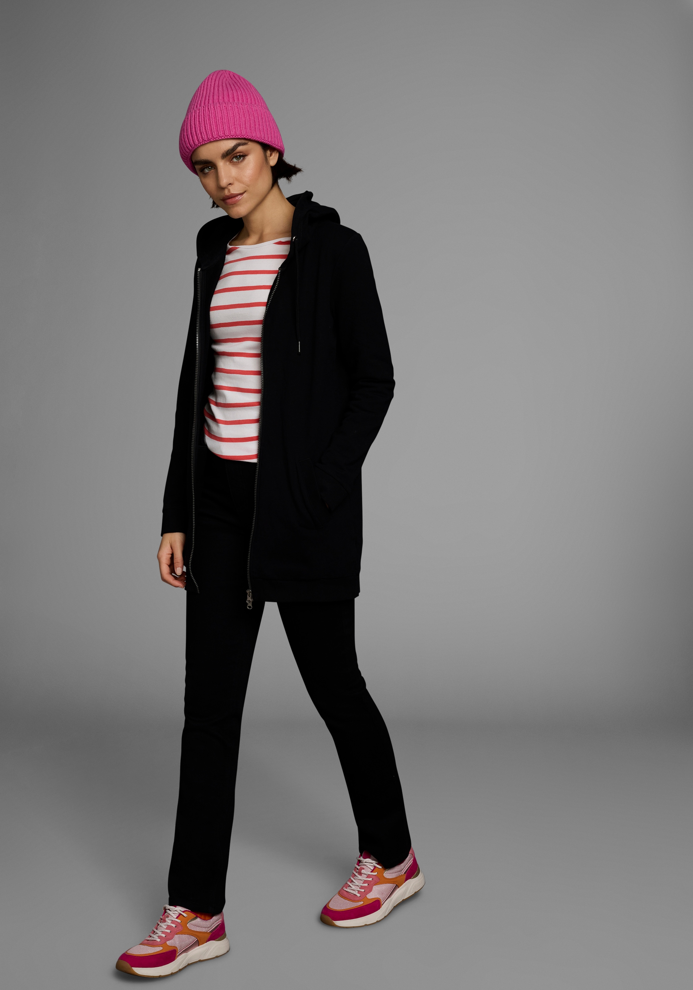 Flashlights Sweatjacke, in langer Form mit Zipper