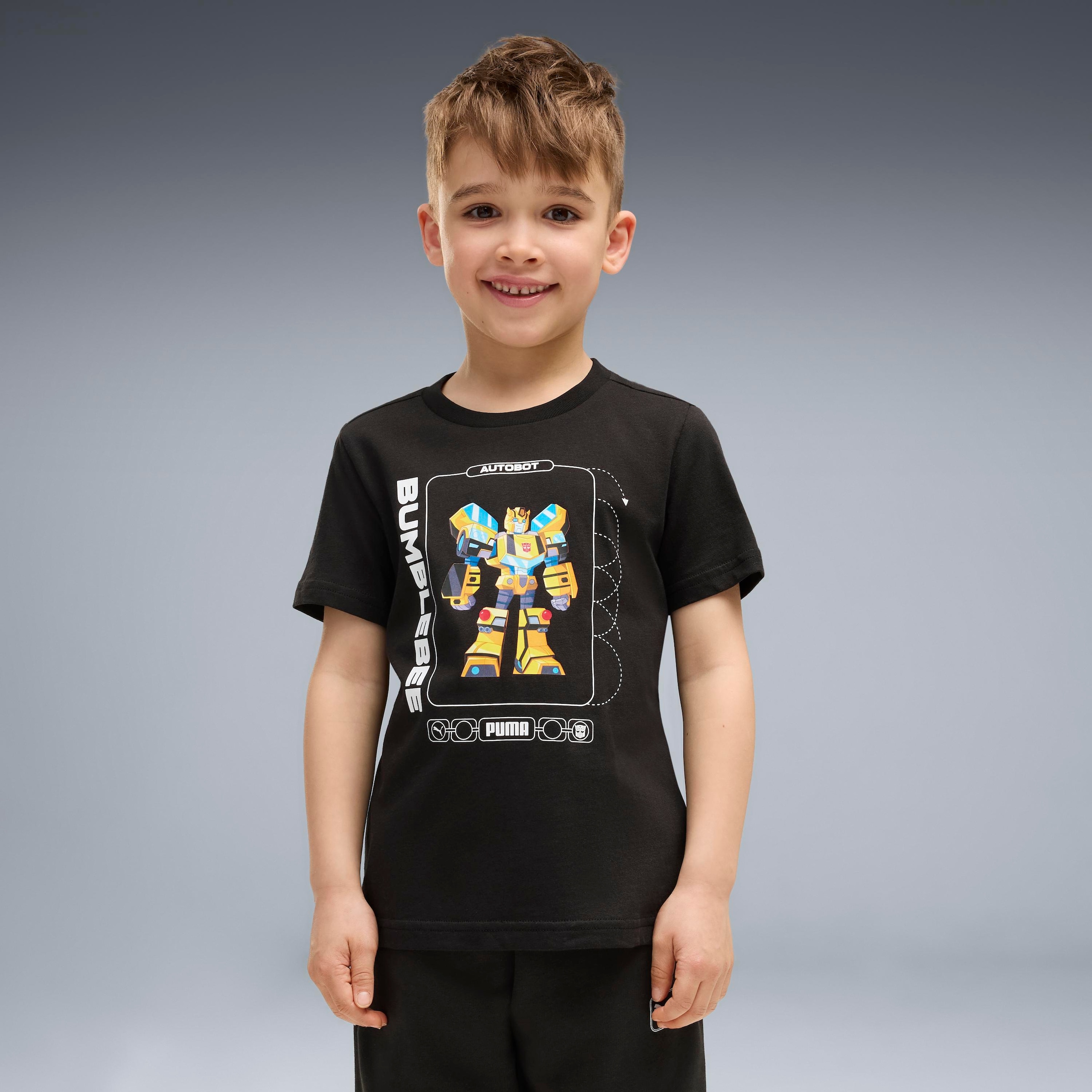 Image of PUMA T-Shirt "X TRANSFORMERS GRAPHIC TEE" für Kinder, Regular Fit, normale Länge, Kurzarmdesign, unifarben