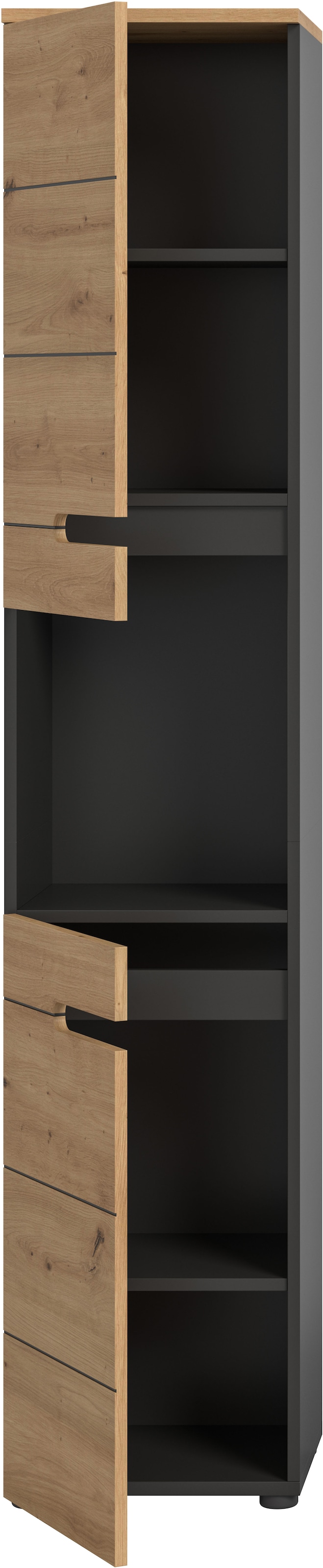 welltime Armoire haute »REHAT, Türen mit Soft-Close, eingefasste Griffaussparung in der Front« BxHxT: 38x193x34 cm, 2 Türen, 5 Fächer