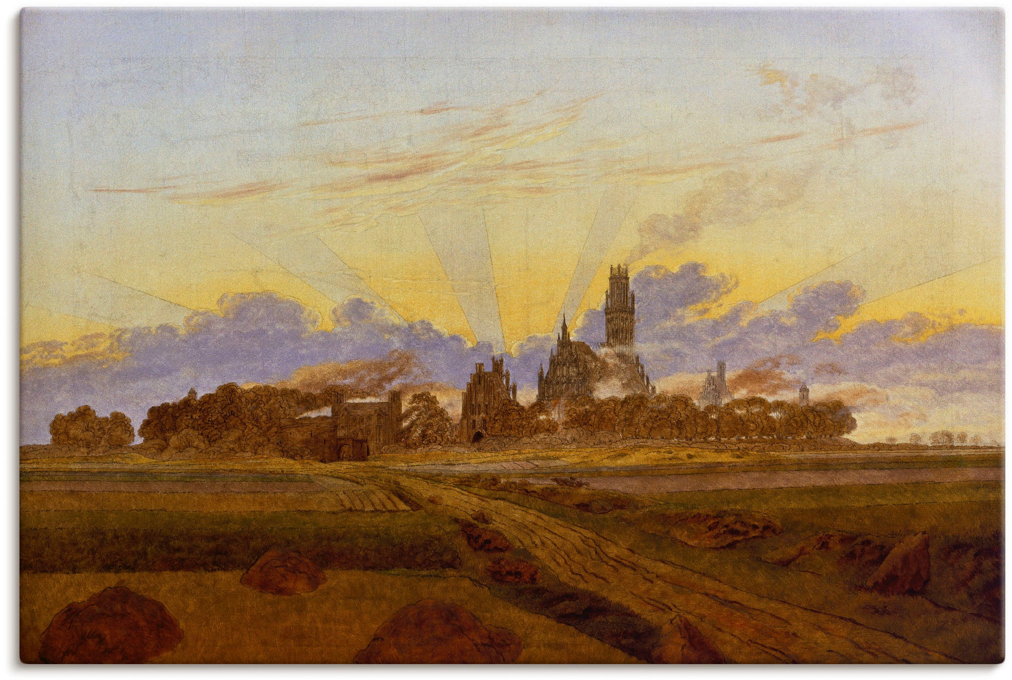 Image of Artland Wandbild »Das brennende Neubrandenburg. 1835.«, Europa, (1 St.), in vielen Grössen & Produktarten - Alubild / Outdoorbild für den Aussenbereich, Leinwandbild, Poster, Wandaufkleber / Wandtattoo auch für Badezimmer geeignet bei Ackermann Versand Sc