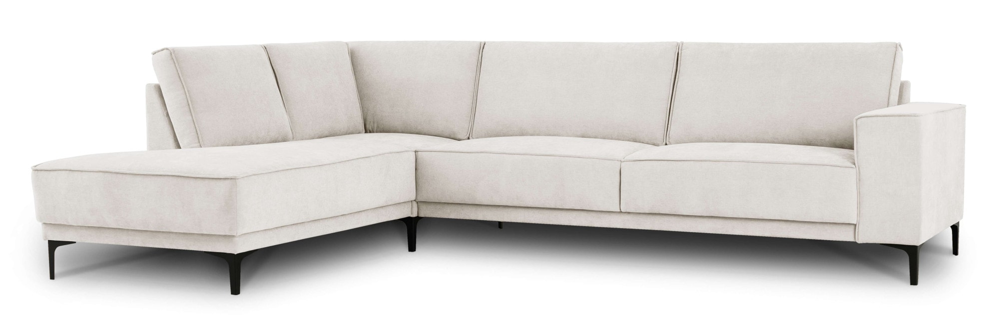 Places of Style Ecksofa »Polsterecke Oland, Struktur, Flachgewebe, Luxus-Microfaser, Boucle«, L-Form, 289 cm, Wellenunterfederung, Skandi-Design, Metallfüsse