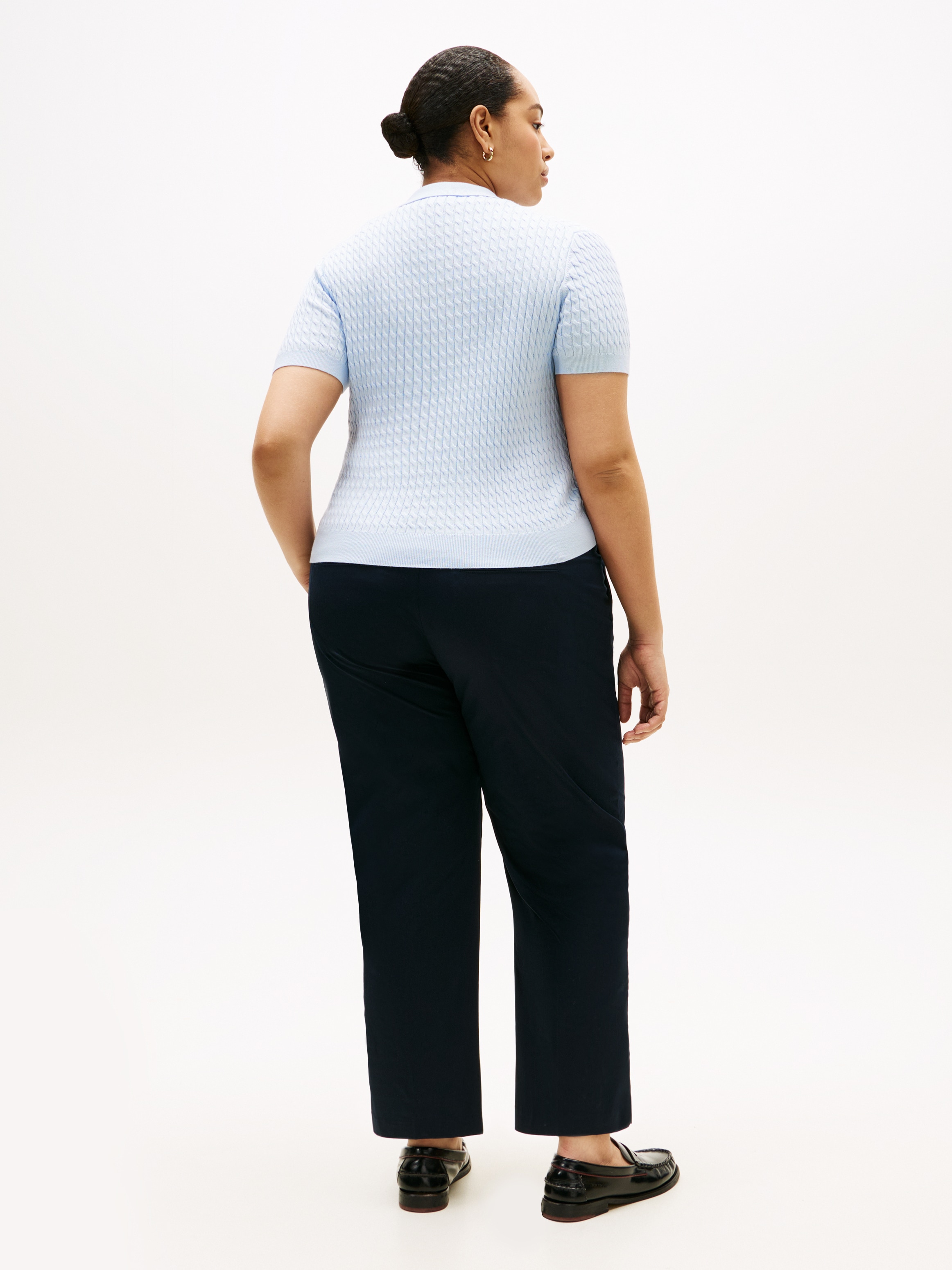 Tommy Hilfiger Curve Pull à col polo »CRV CO CABLE FINE GG POLO S/S« en grandes tailles, avec motif torsadé