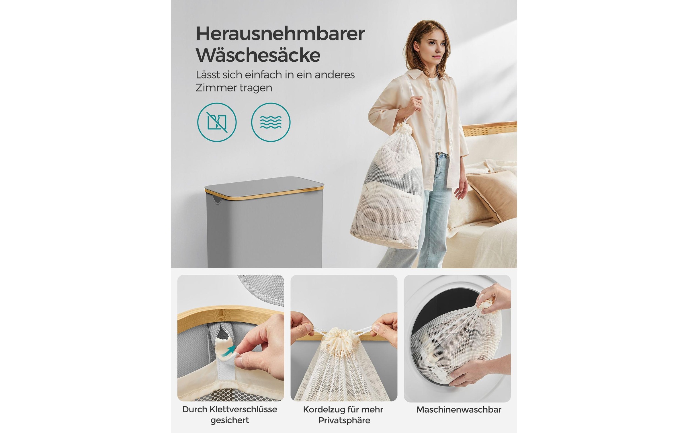 SONGMICS Panier à linge »zusammenklappbar mit 2 Fächern 130 l«