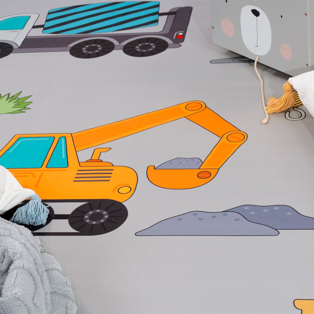 Paco Home Kinderteppich »Bino 579«, rechteckig, Spielteppich, Motiv Autos & Baustelle, Kinderzimmer