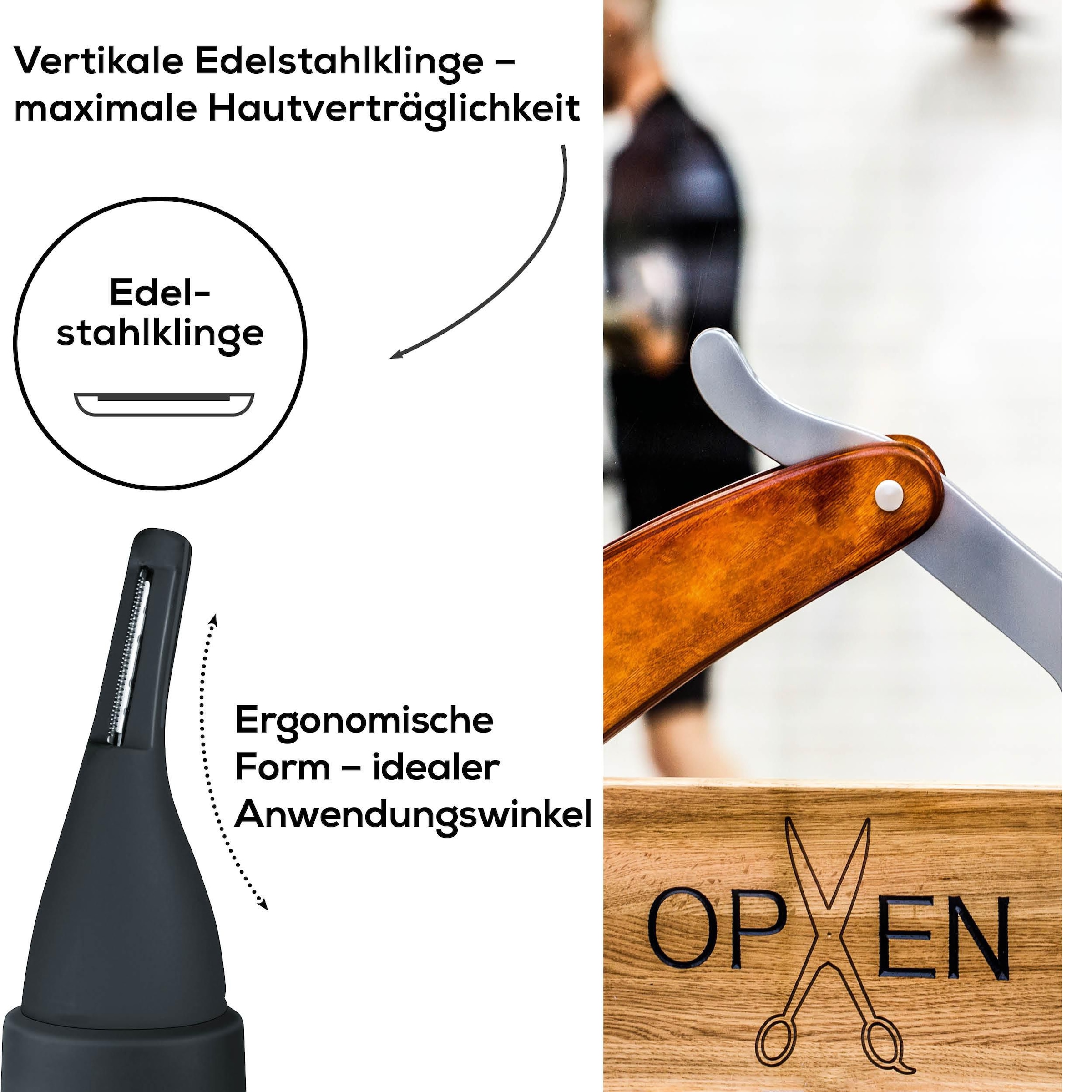 BEURER Nasen- und Ohrhaartrimmer »HR 2000 Präzisionstrimmer für Augenbrauen, Nasen- und Ohrhaare« 1 Aufsätze Inkl. Schutzkappe, Aufbewahrungsbeutel und Reinigungspinsel
