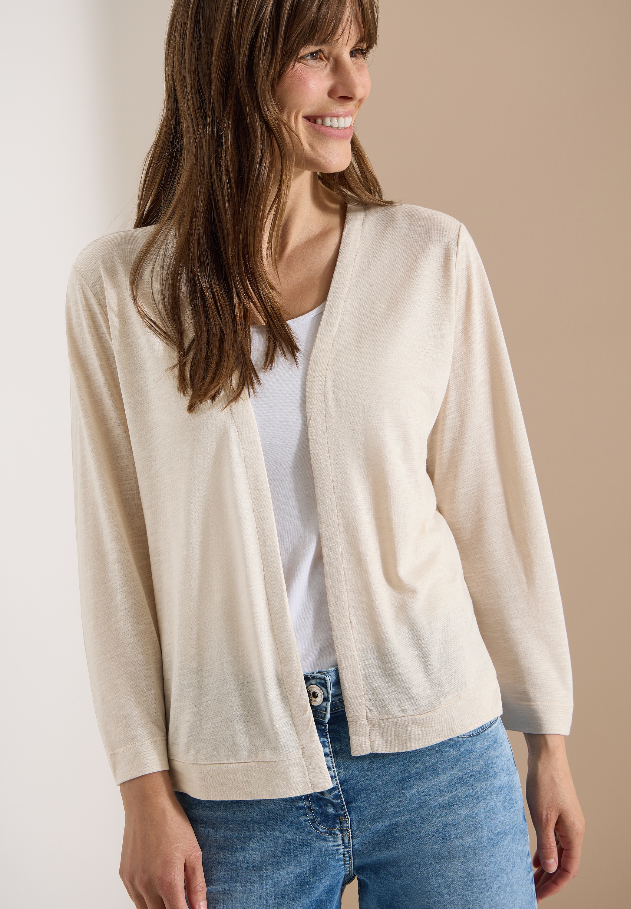 Image of Cecil 3/4-Arm-Shirt Offene Jacke in Unifarbe mit 3/4-Arm