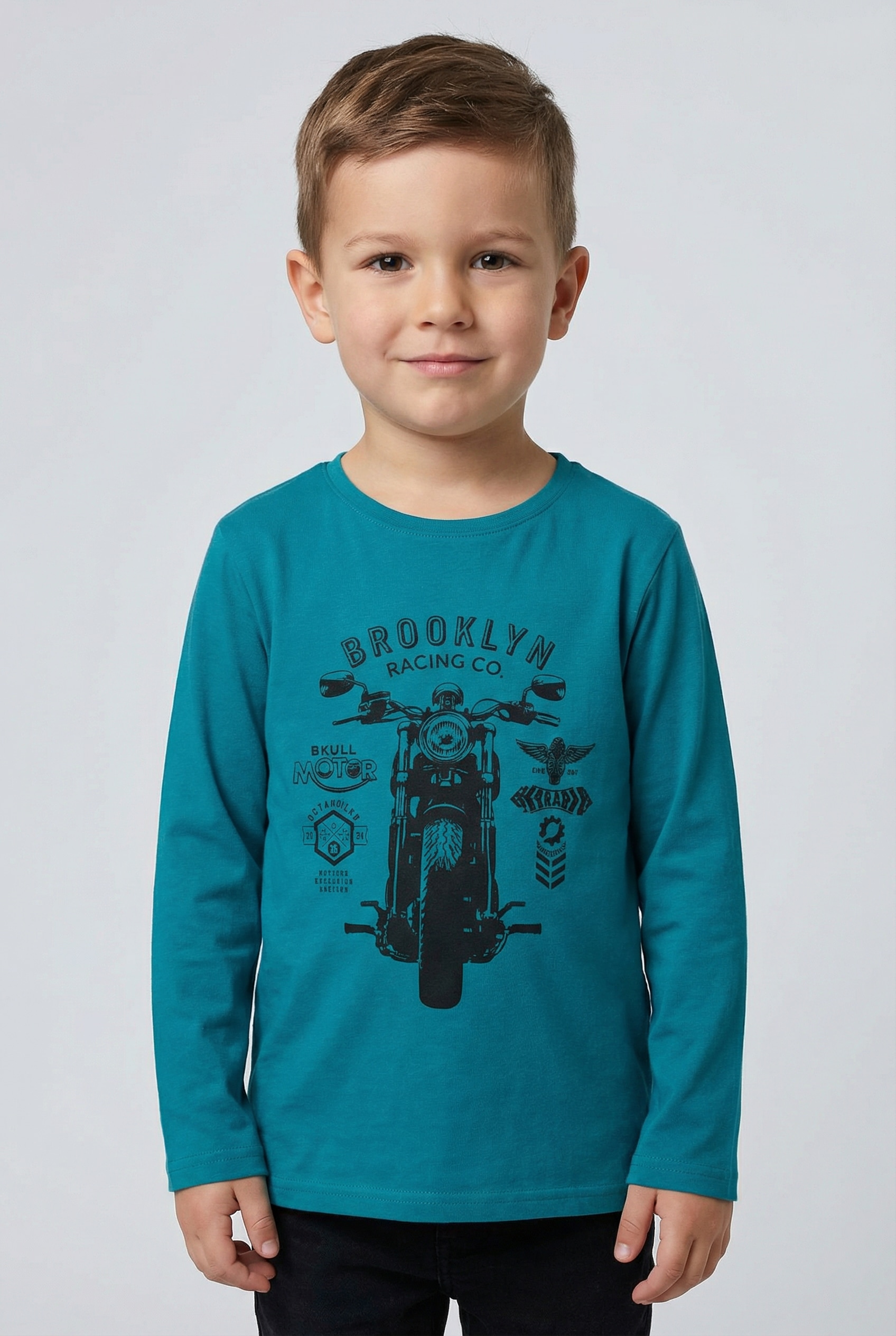 bonprix T-shirt à manches longues Packung, 2 cuis bequeme Passform, mit Frontmotiv, für den Alltag