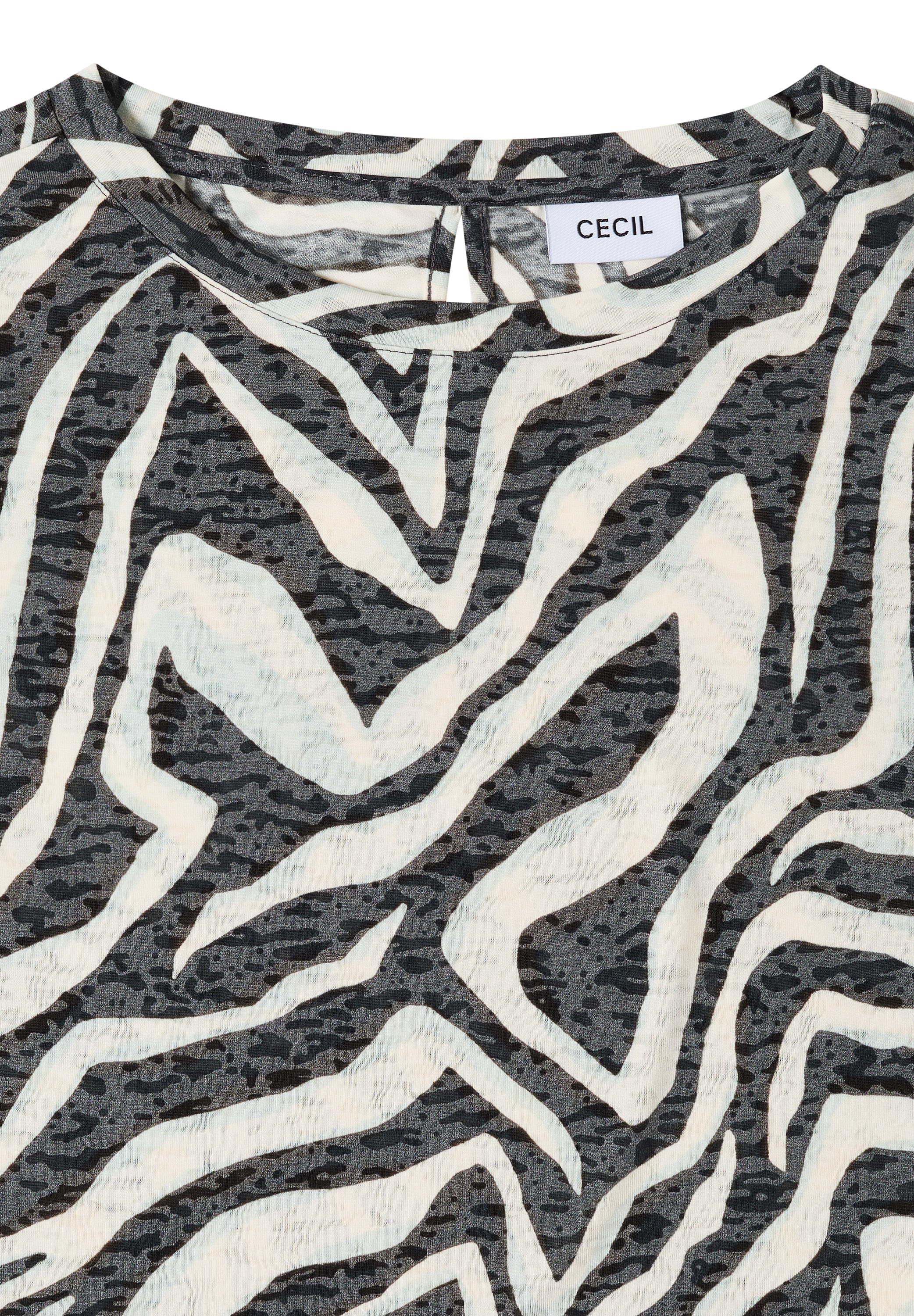 Cecil T-shirt imprimé Ausbrenner-Optik, elastischer Saum, Viskosemix