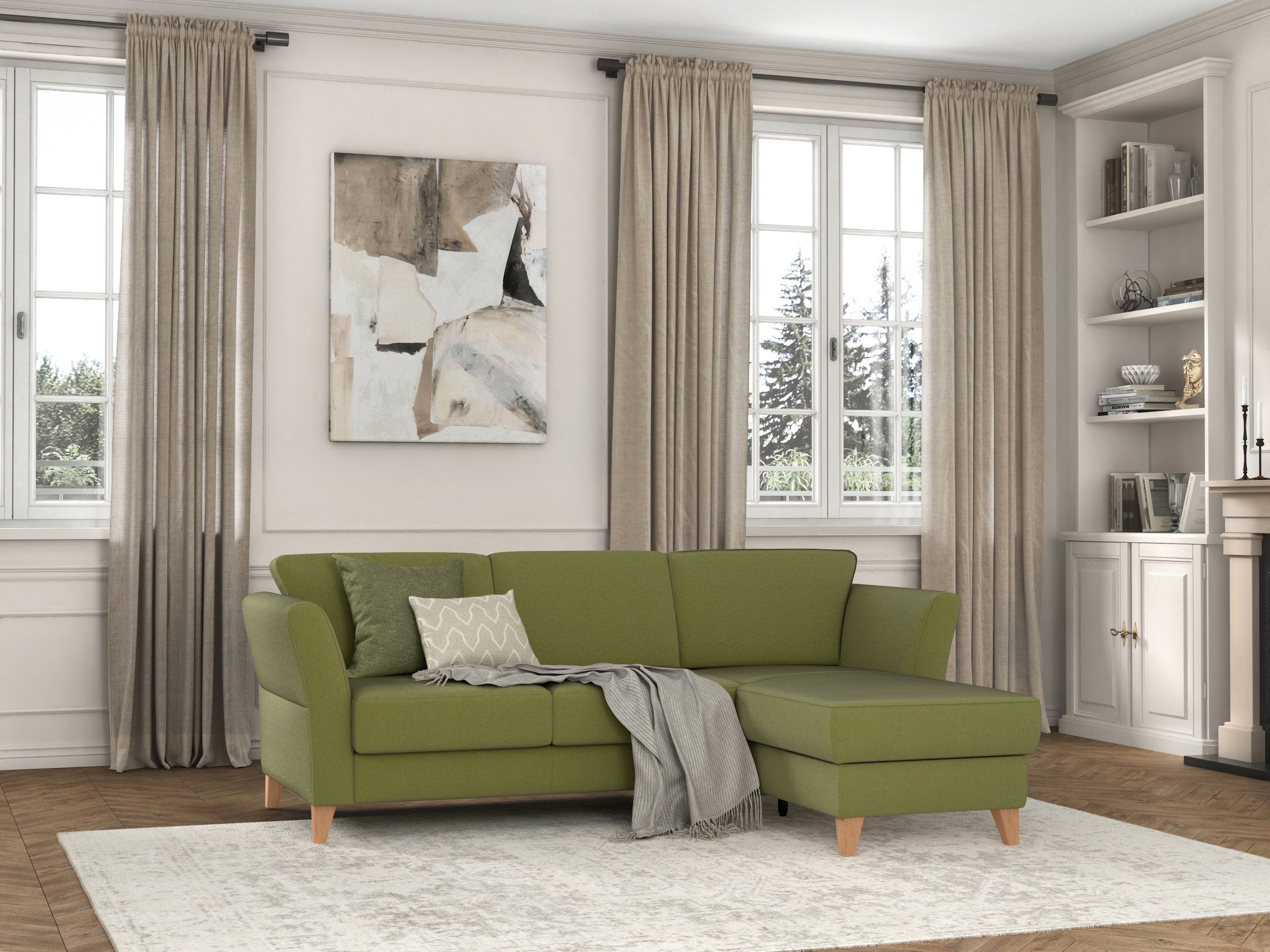 sit&more Ecksofa »Visby L-Form«, Wahlweise mit Bettfunktion und Bettkasten, frei im Raum stellbar