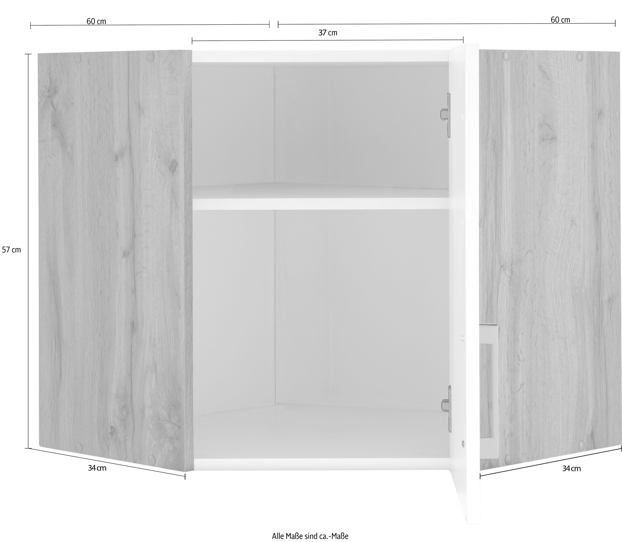 KOCHSTATION Armoire suspendue d'angle »KS-Colmar« 60 x 60 cm, avec poignée en métal