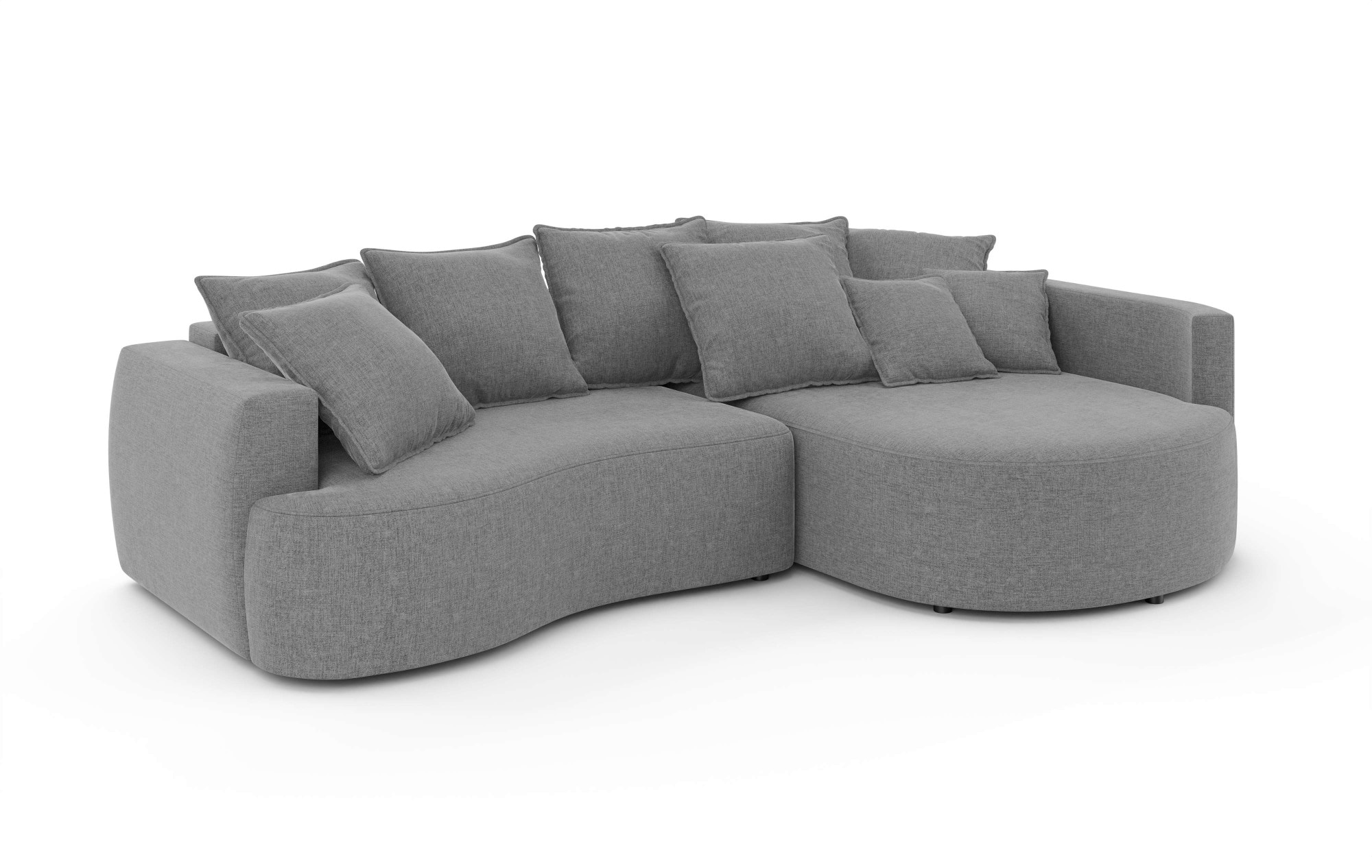 INOSIGN Ecksofa »Kahekili, Schlafsofa mit Bettkasten, Masse B/T/H: 255/181/90/ cm«, L-Form mit Wellenunterfederung, 7 Rückenkissen und 2 Zierkissen
