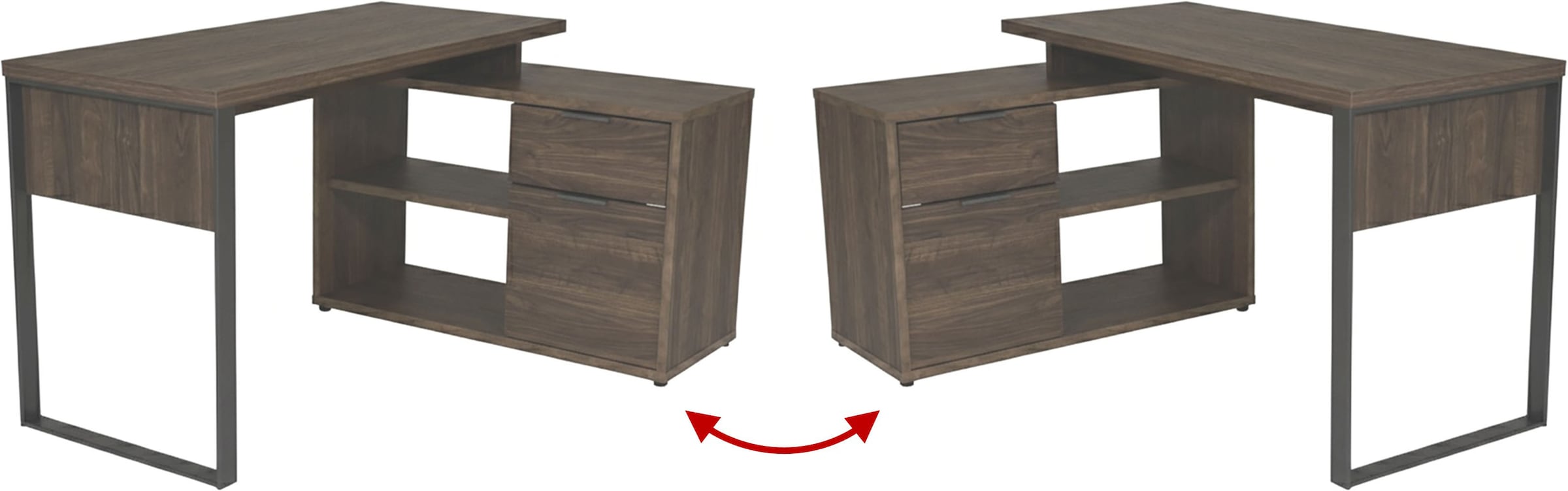Jahnke Bureau d'angle »LOOP C 140 E« Bureau d'angle, 1 compartiment ouvert, 1 tiroir + 1 porte, largeur : 140 cm