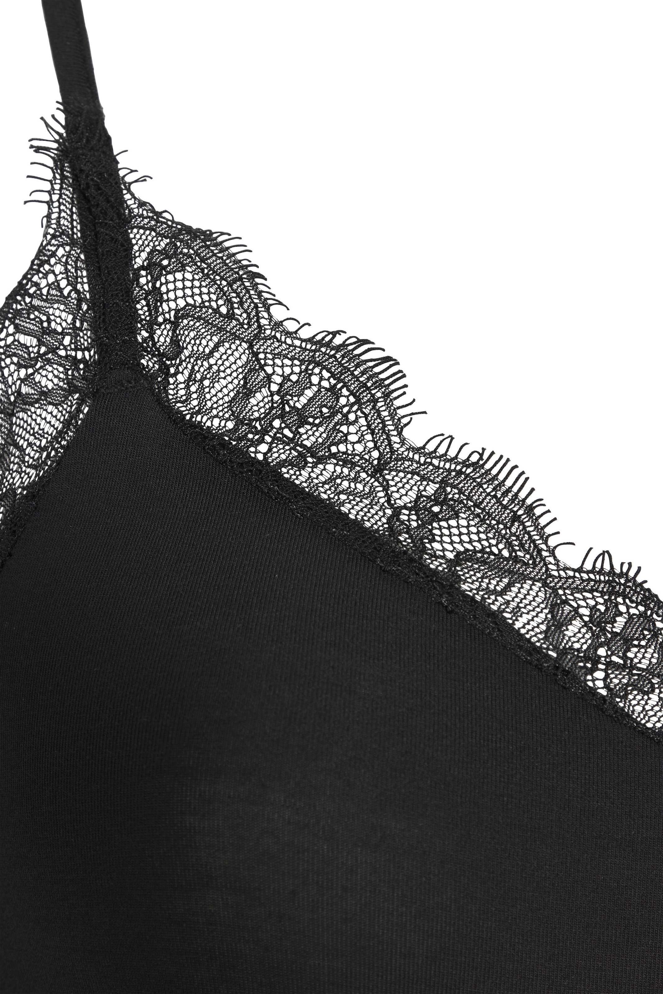 s.Oliver Unterhemd tiefer V-Ausschnitt mit Spitzenkante, elastische Viskosemischung