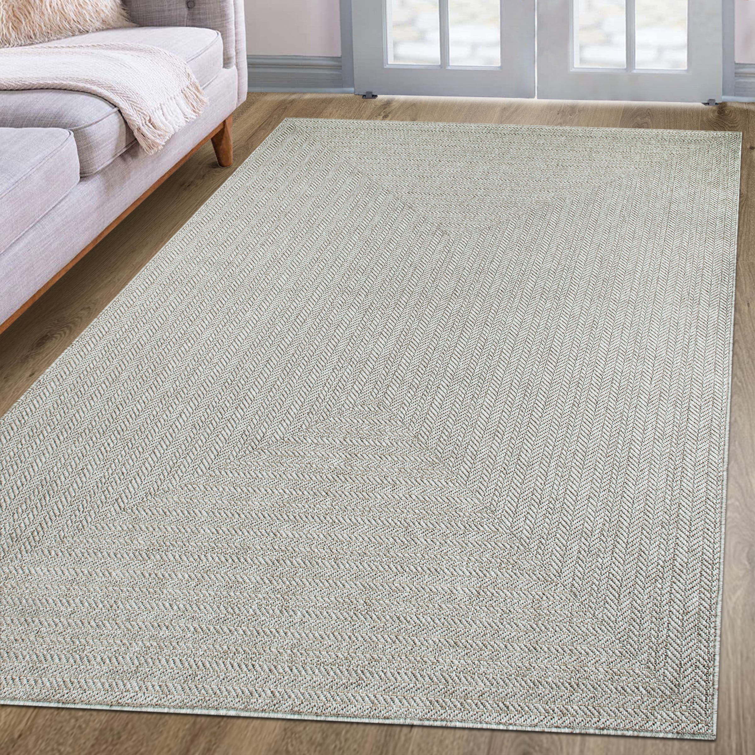 GOODproduct Teppich »Aliv, Fischgräten-Design auch für Balkon und Terrasse« rechteckig 3 mm Höhe In- und Outdoor geeignet, Wetterfest & UV-beständig