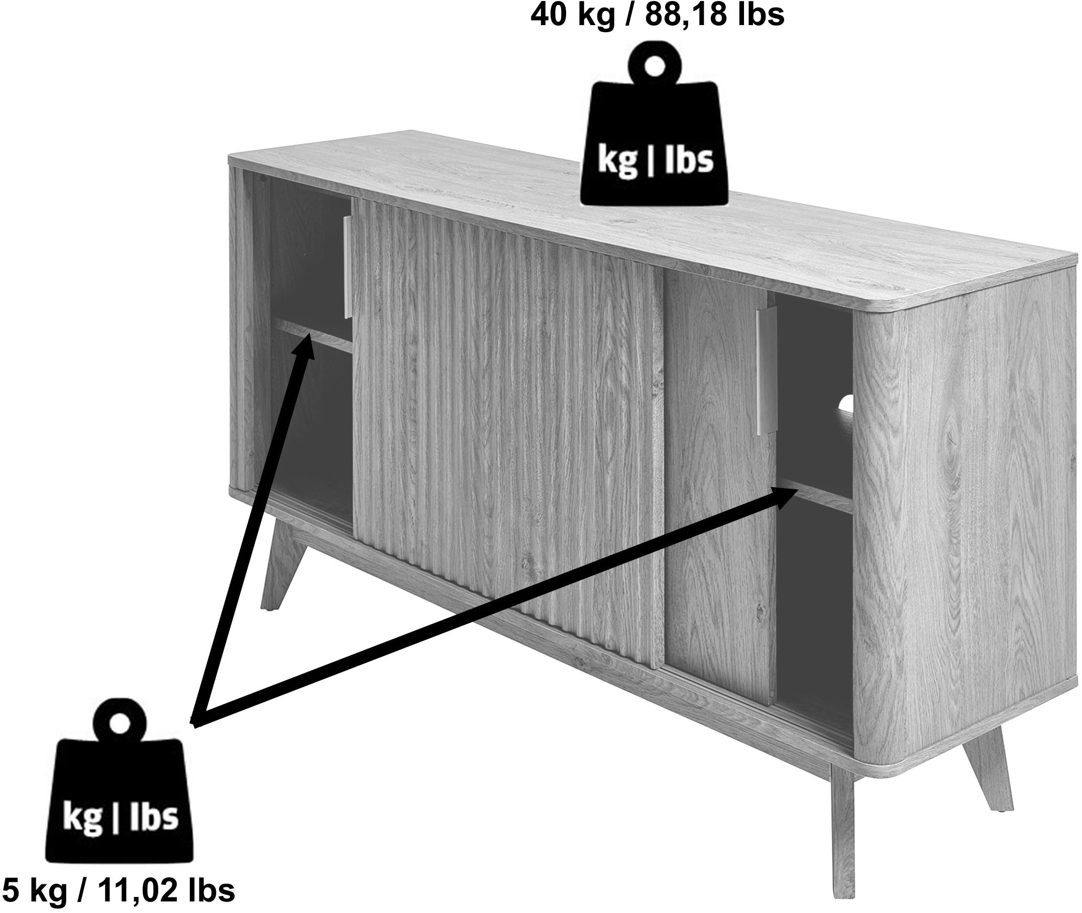 Jahnke Sideboard »WAVE SBS 145« 1 Stk. tlg. Retro-Stil, mit 2 Schiebetüren, ca. 148 cm