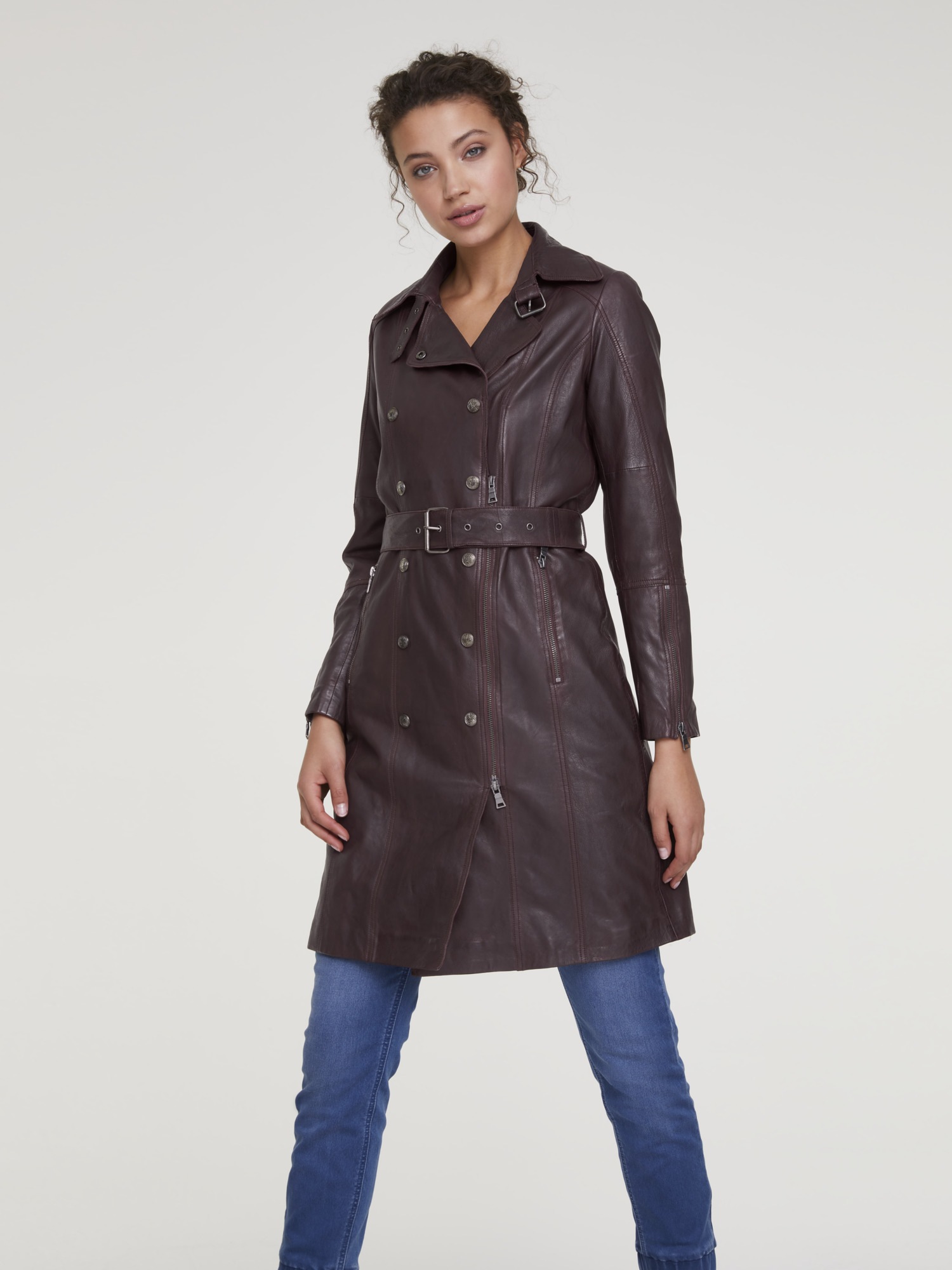 Ledermantel mit Gürtel