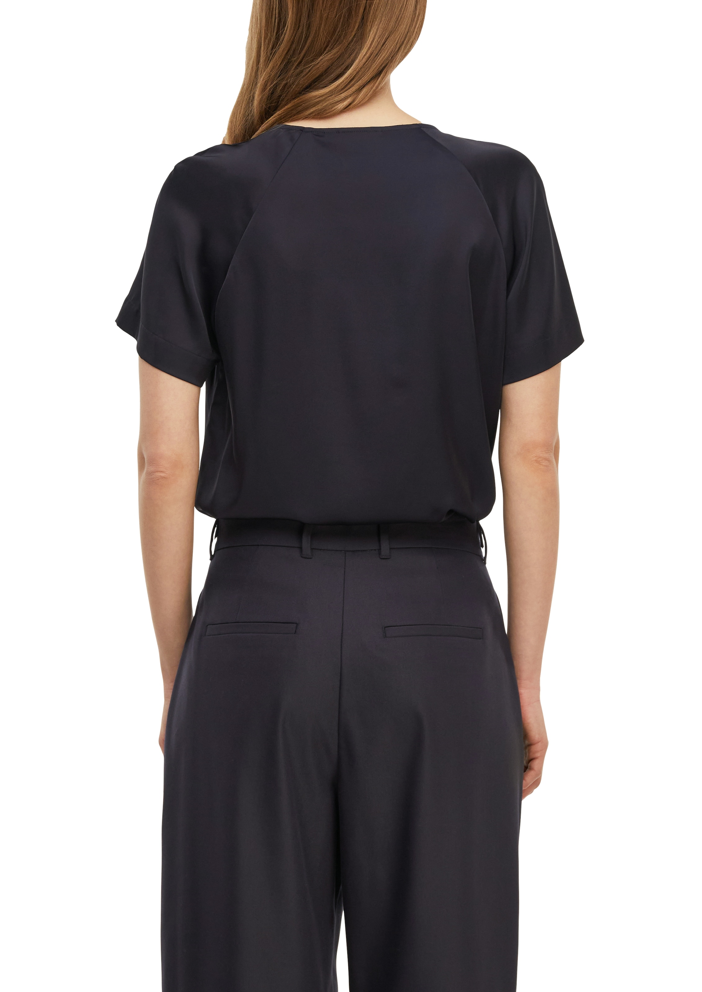 Comma Blouse à manches courtes Sommerbluse mit gerafftem Rundhals