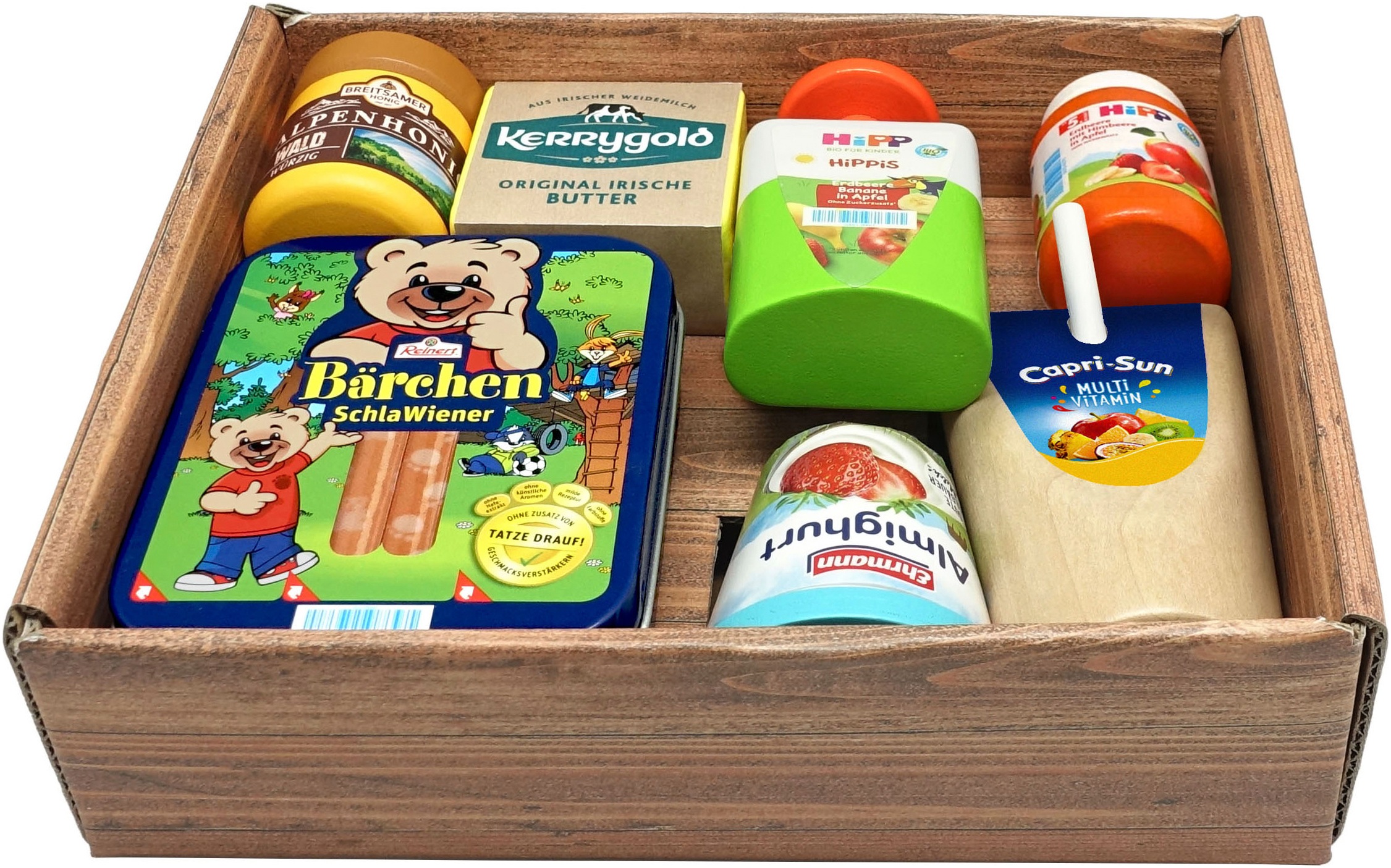 Tanner Assortiment pour le magasin »Grosses Kaufladen Set aus Holz mit 7 Markenminiaturen« aus Holz, FSC® - schützt Wald