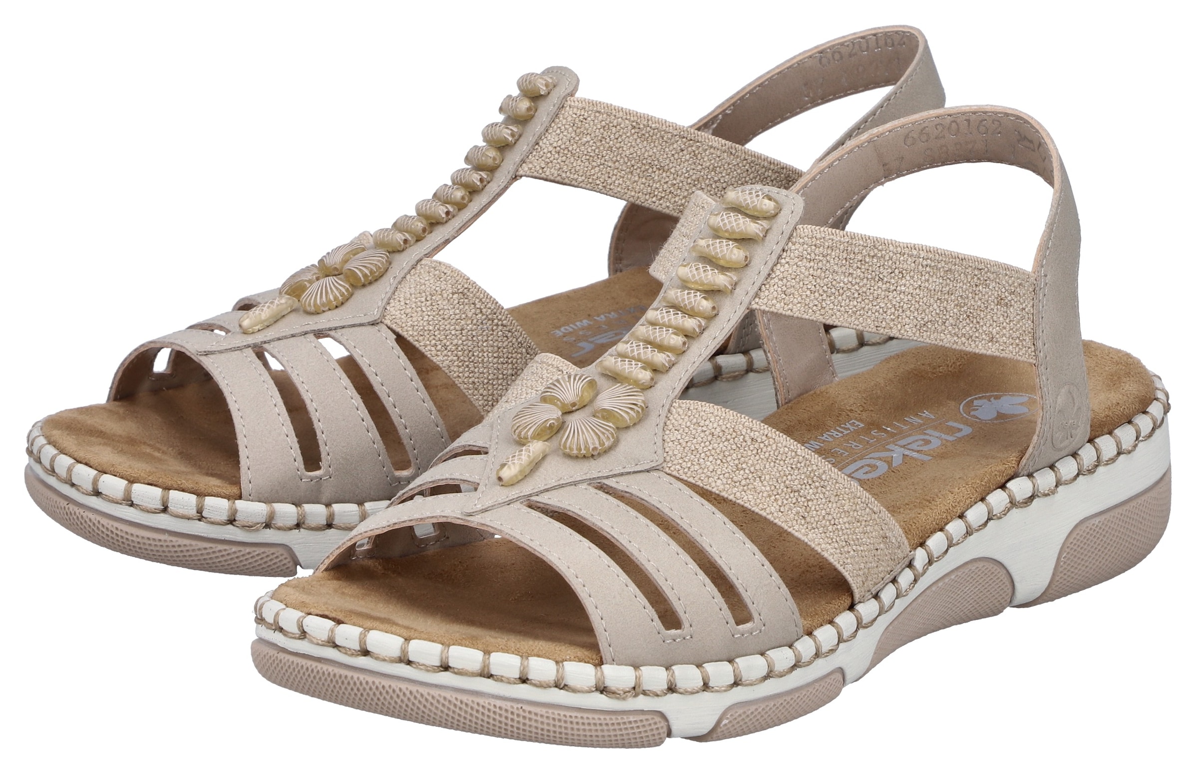 Image of Rieker Sandale Sommerschuh, Urlaubsschuh, Schlupfschuh mit seitlichen Gummizügen