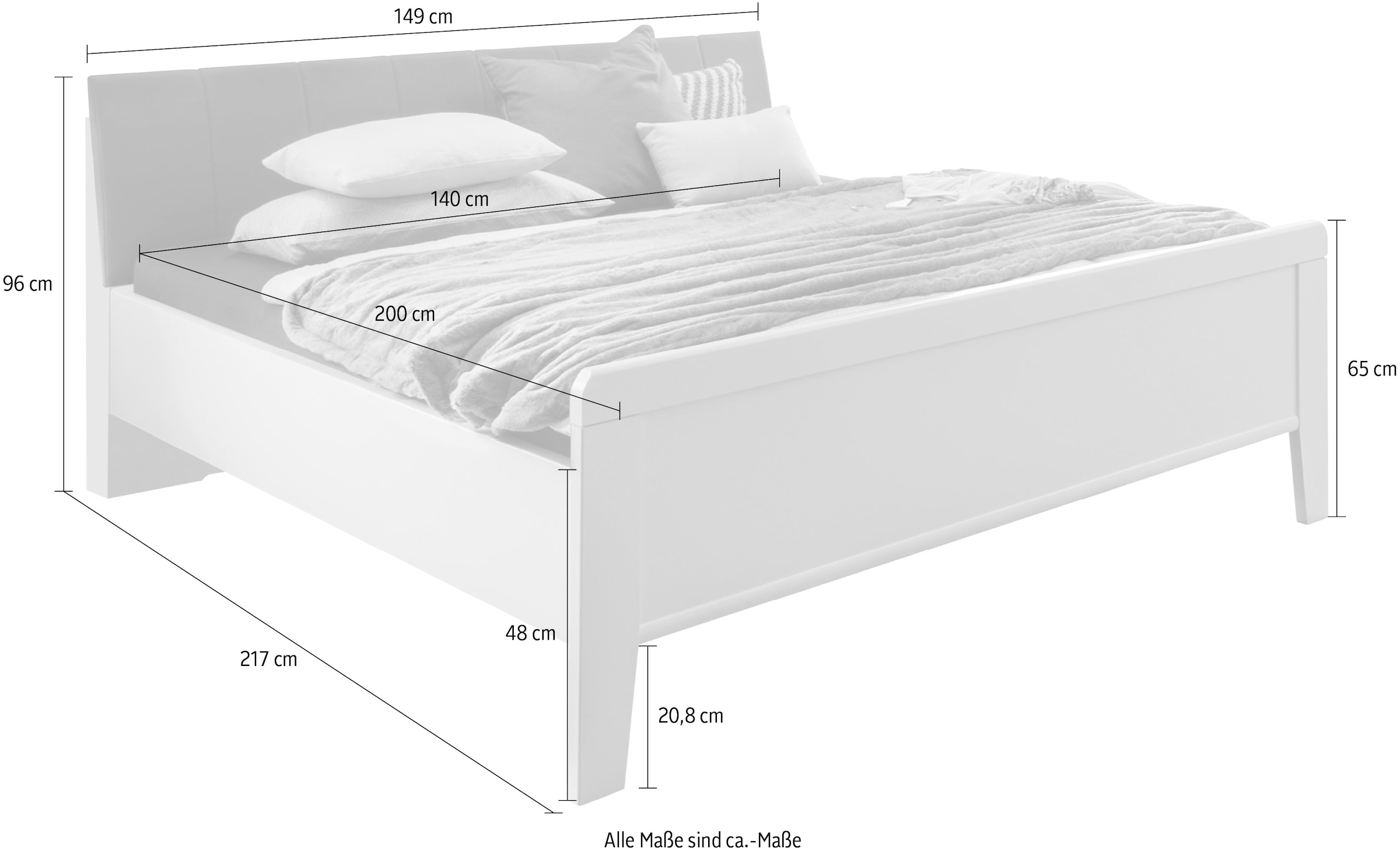 WIEMANN Bett »Bern«, mit Stollenfüsse und Polsterkopfteil