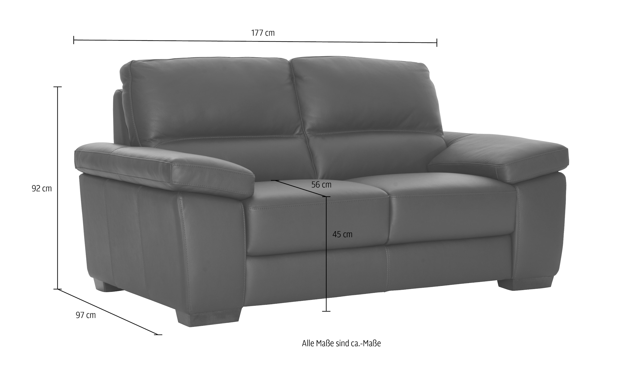 CALIA ITALIA 2-places »Gaia, Sofa im edlen Design und mit erstklassigem Sitzkomfort« aus pflegeleichtem Luxus-Microfaser Ginevra Hydro Care