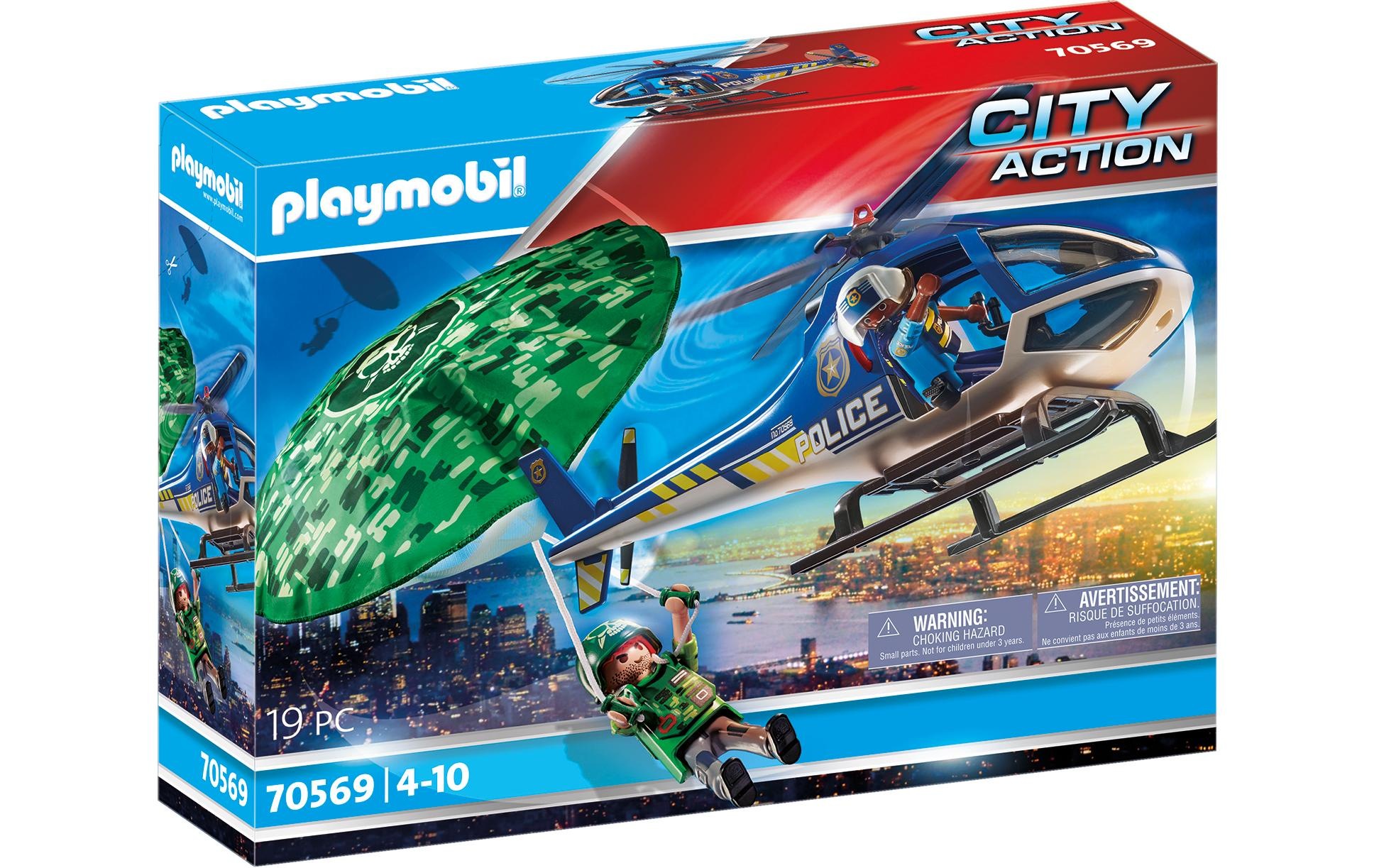 Image of Playmobil Spielbausteine "City Action Polizei-Hubschrauber:Fallschirm-Verfolgung 70569"