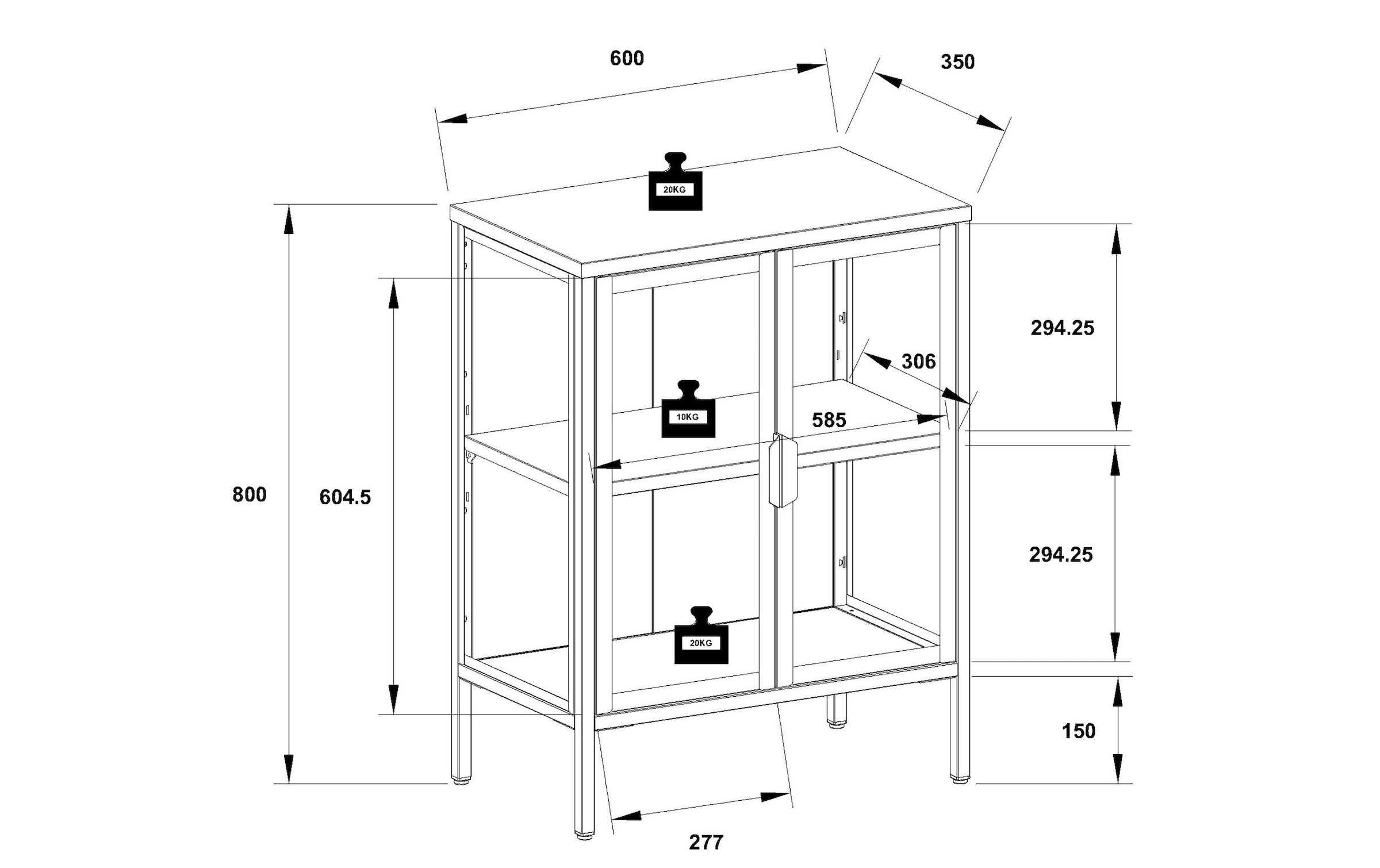 VCM Vitrine »Floka S 60 x 80 cm«
