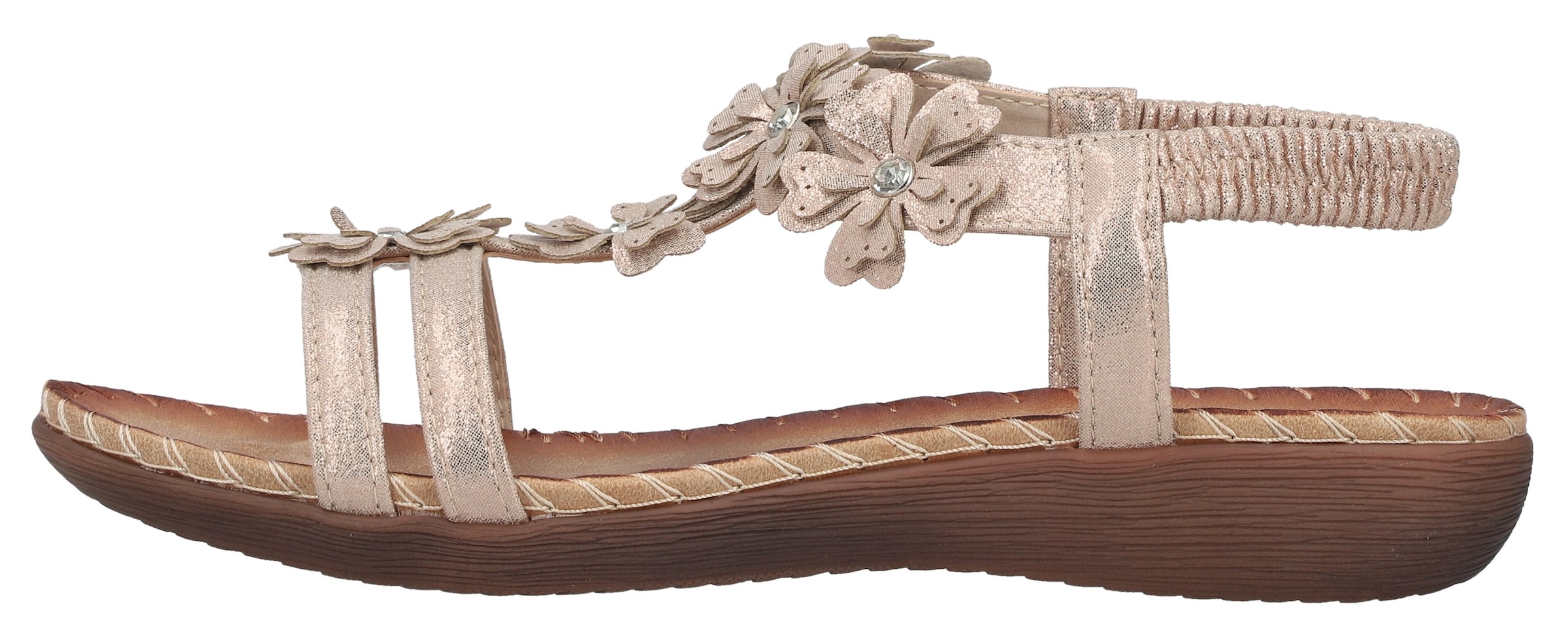 Rieker Sandale  chaussure d'été, chaussure de vacances avec décoration florale et strass