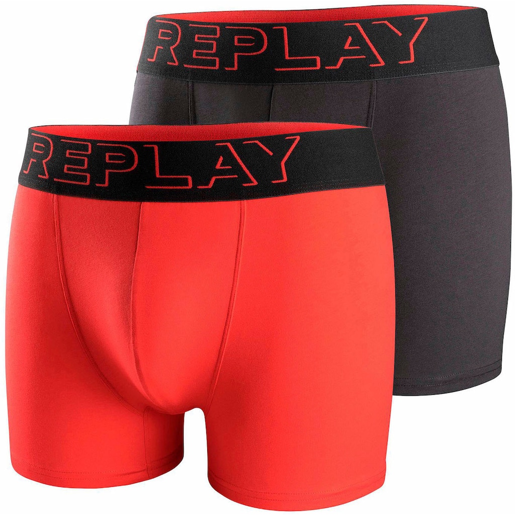 Replay Boxershorts »BOXER Style 2 T/C Cuff 3D logo 2pcs Box«, (Packung, 2er-Pack)