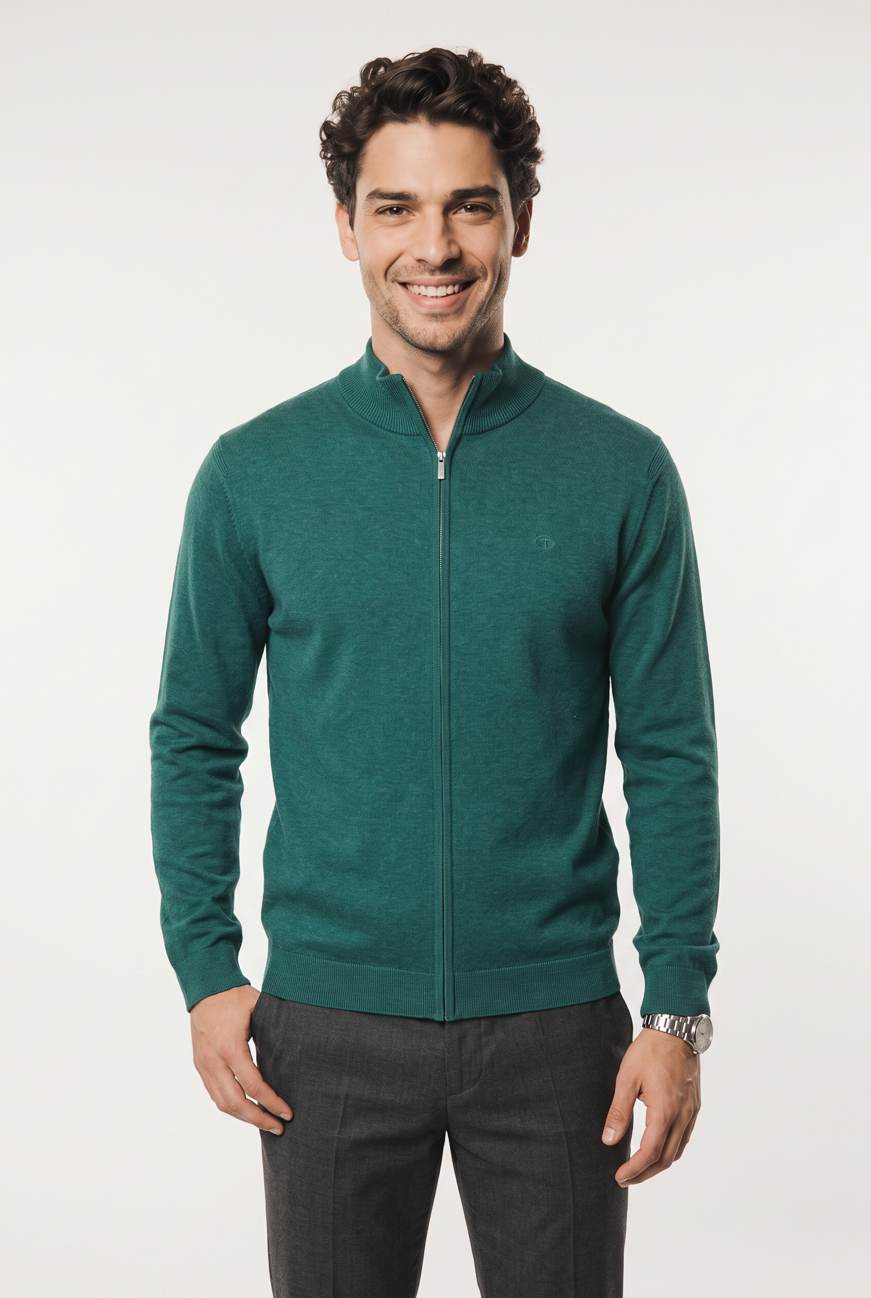 TOM TAILOR Veste en tricot avec broderie logo