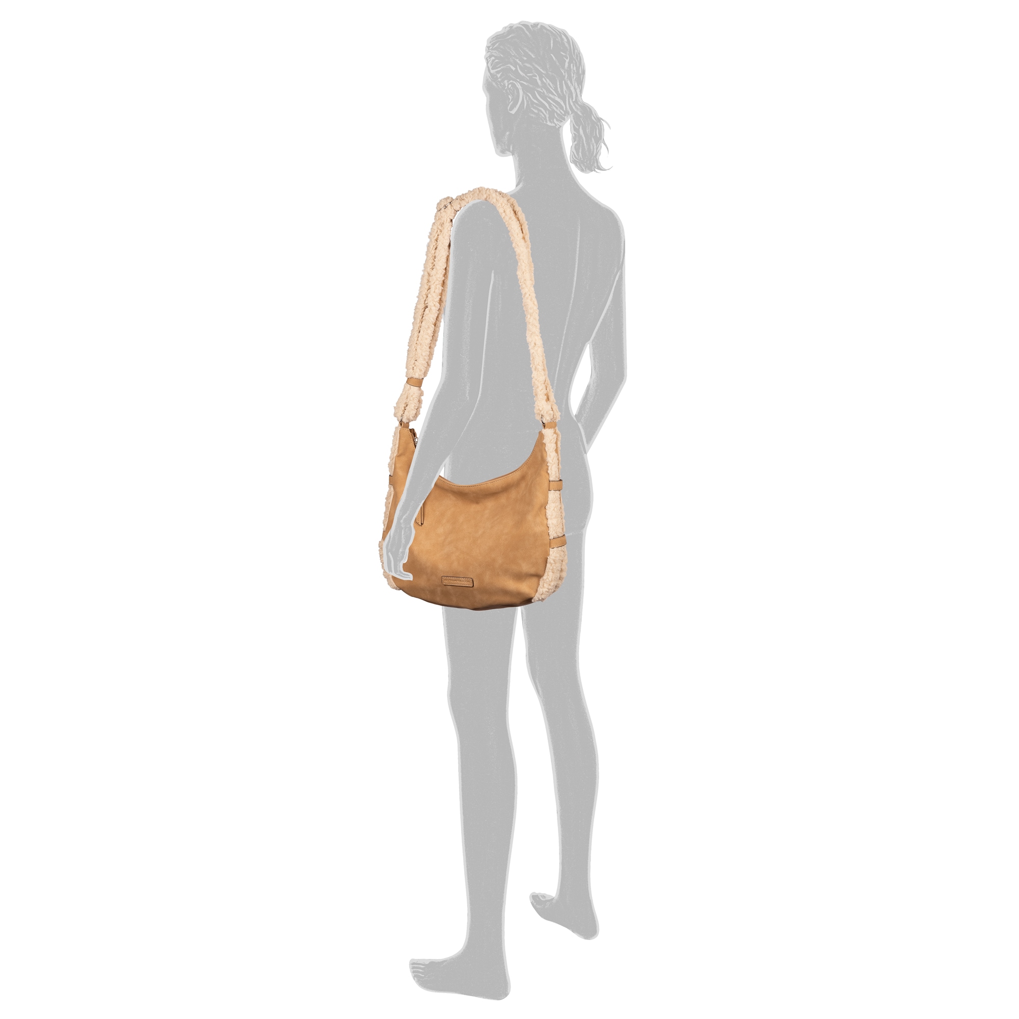 TOM TAILOR Sac à bandoulière »Neela« Sac bandoulière femme avec imitation fourrure douce sur la sangle