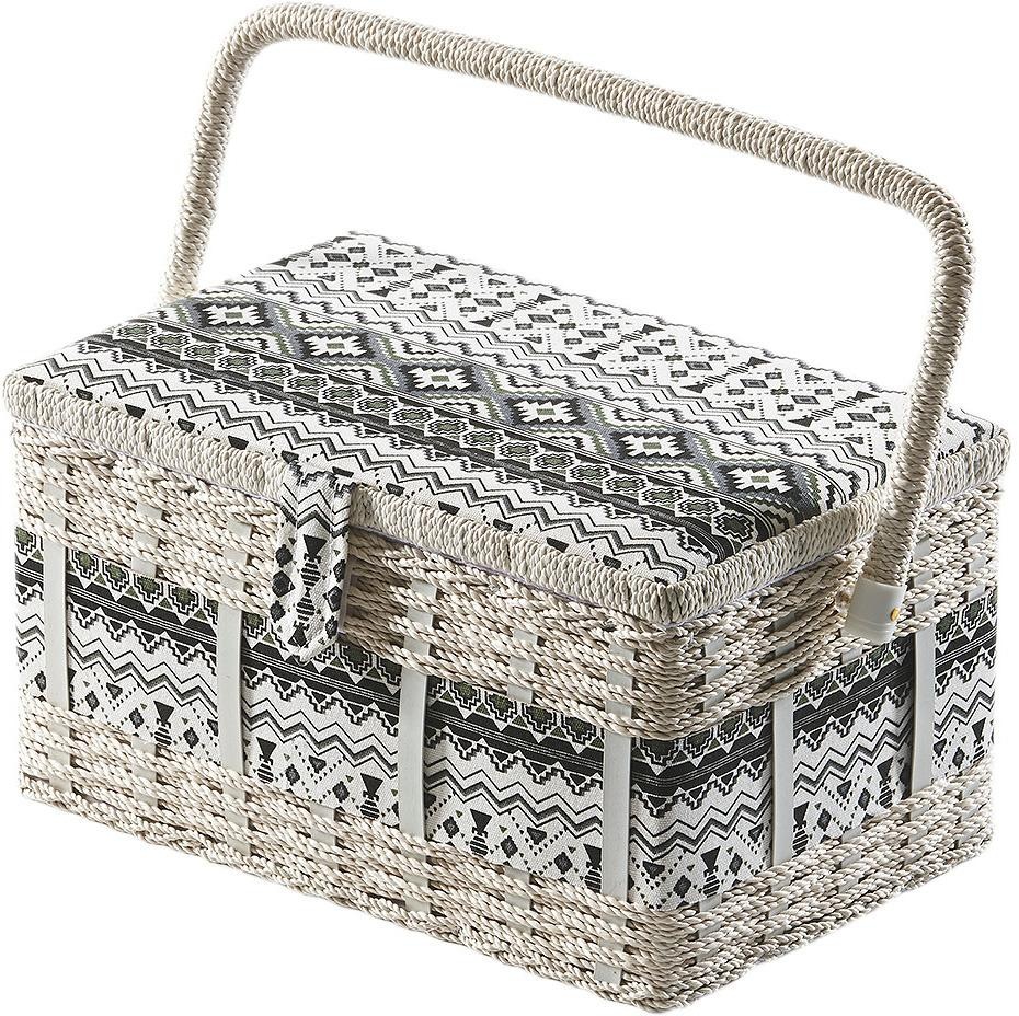 Image of locker Nähkästchen, eckig, aus Kunststoff und Textil mit schwarz weissem Muster bei Ackermann Versand Schweiz