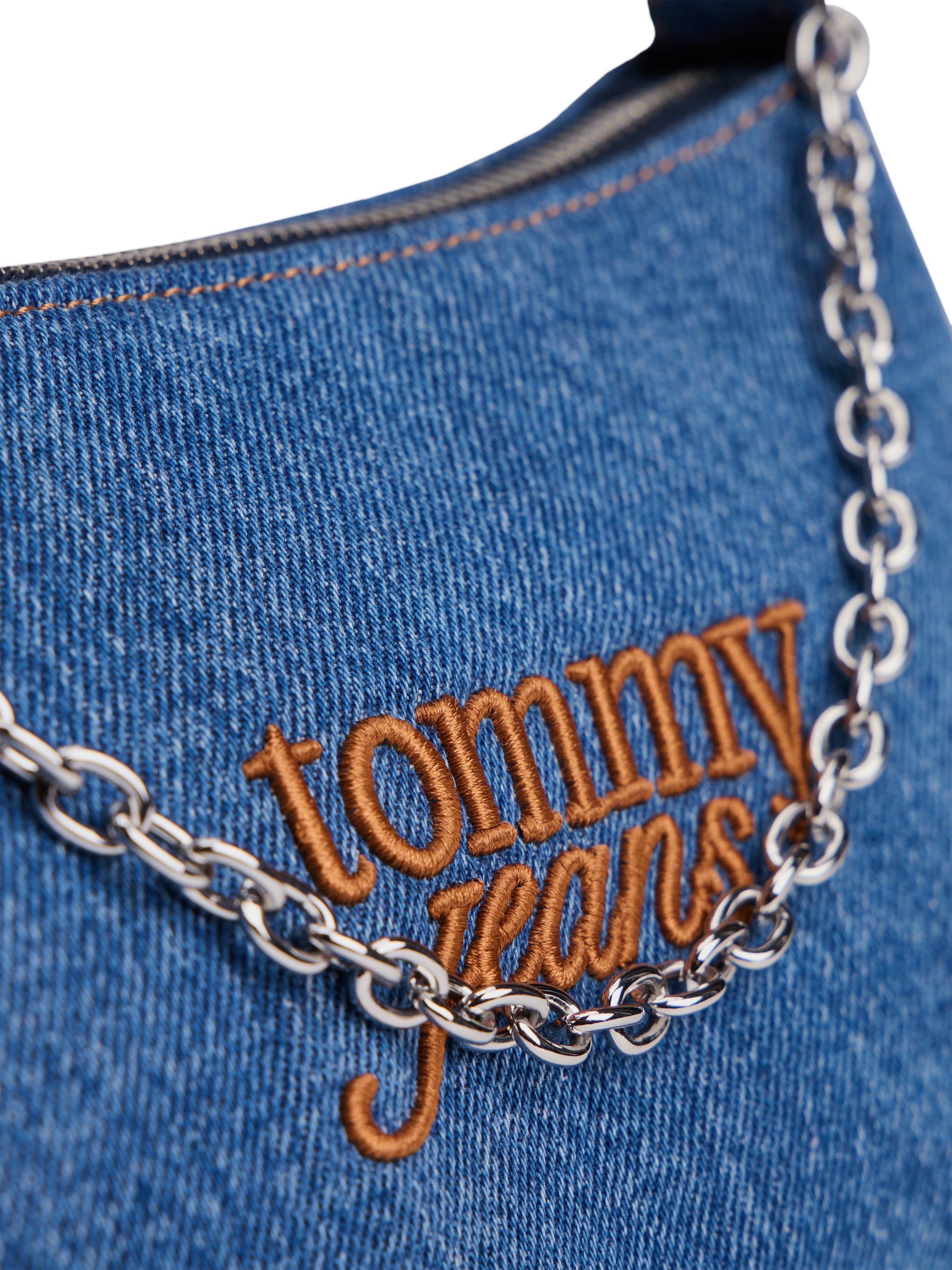 Tommy Jeans Sac à bandoulière »TJW COOL DENIM SHOULDER BAG« sac à main femme, minibag avec chaîne décorative tendance