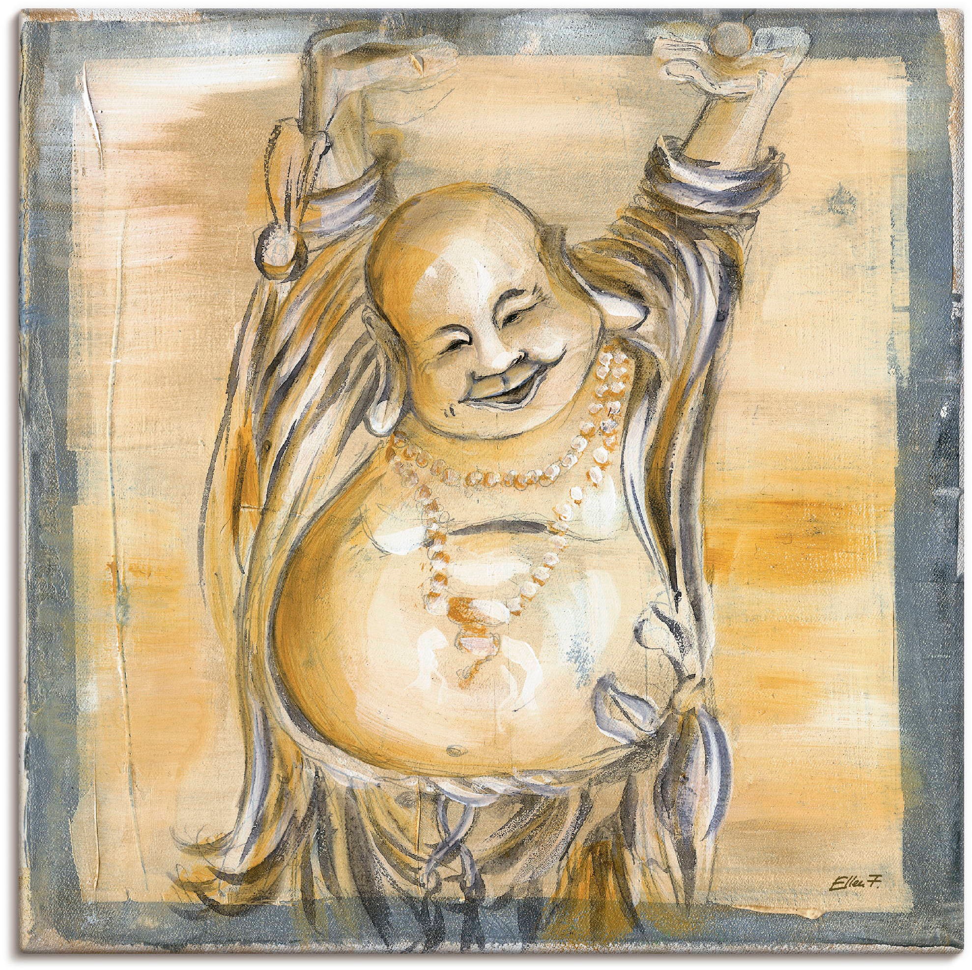 Artland Wandbild »Fröhlicher Buddha II«, Religion, (1 St.), als Alubild, Outdoorbild, Leinwandbild, Poster, Wandaufkleber