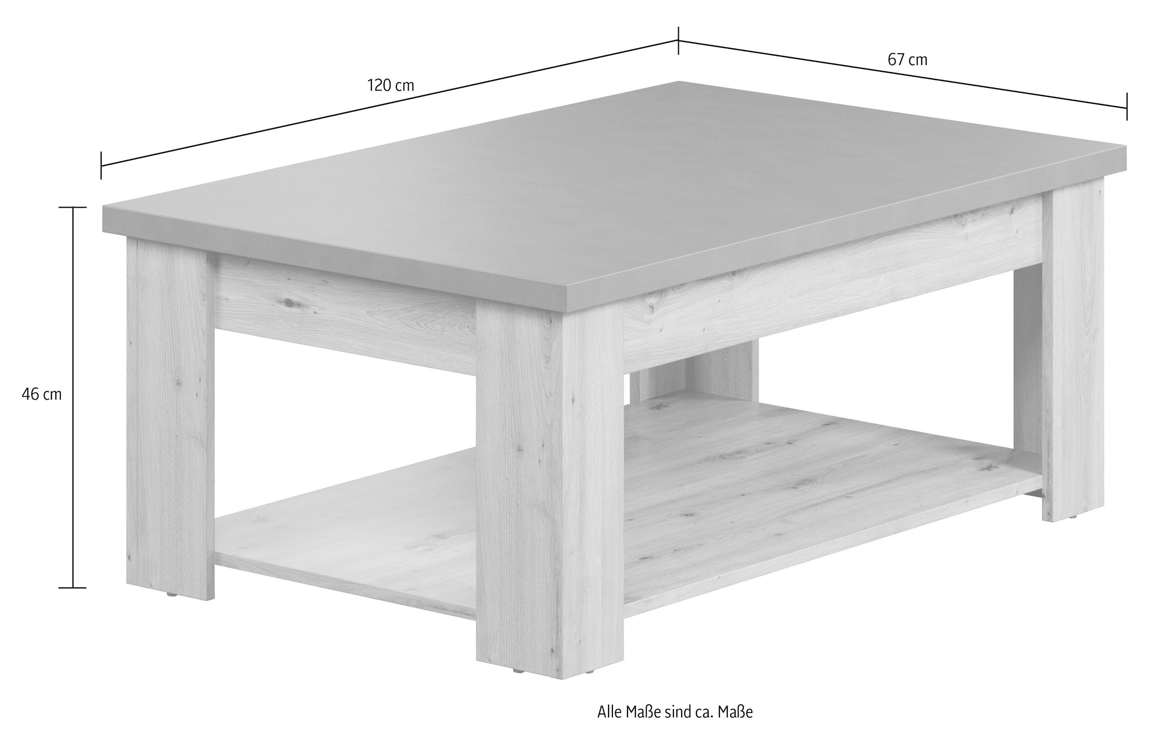 Home affaire Couchtisch »Ambres« 1 Stk. tlg. Couchtisch mit 1 offenem Fach - (B/T/H) 120/67/46 cm