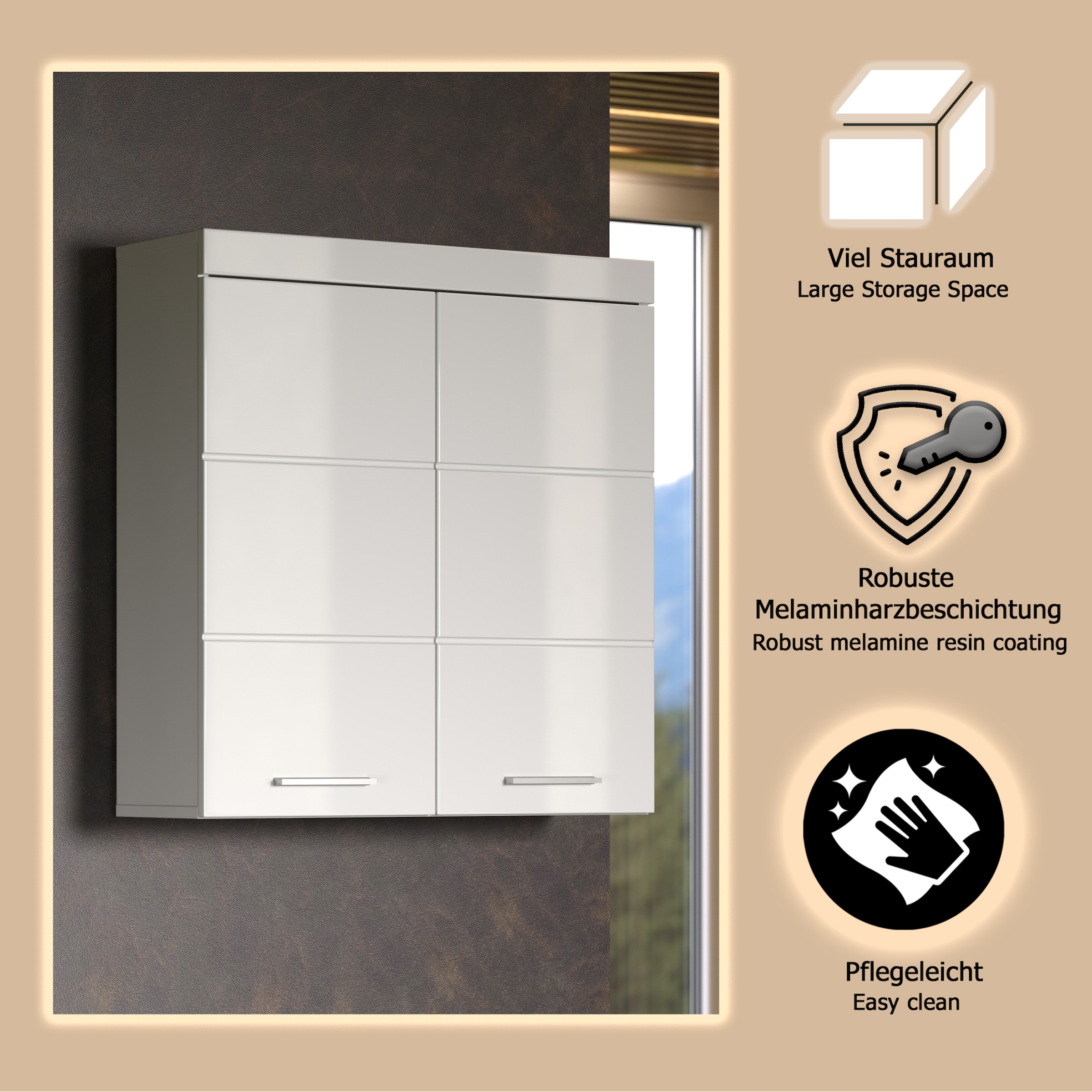 welltime Armoire suspendue »Avena« Badschrank breit mit verstellbaren Böden - Masse (B/T/H) 73/23/77 cm