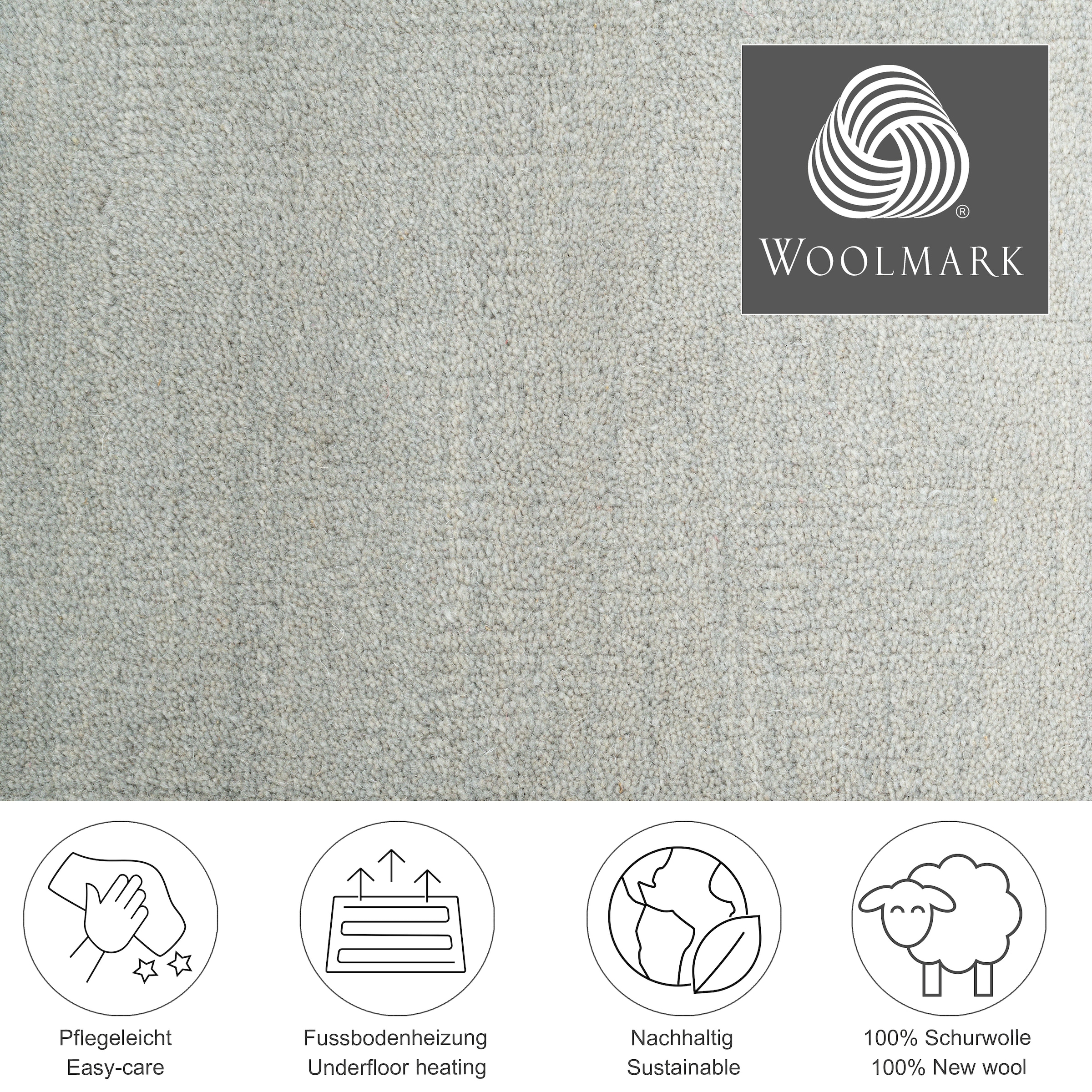 THEKO Wollteppich »Wool Comfort«, rechteckig, 14 mm Höhe, Handweb Teppich, reine Wolle, handgewebt, brilliante Farben, Scandi