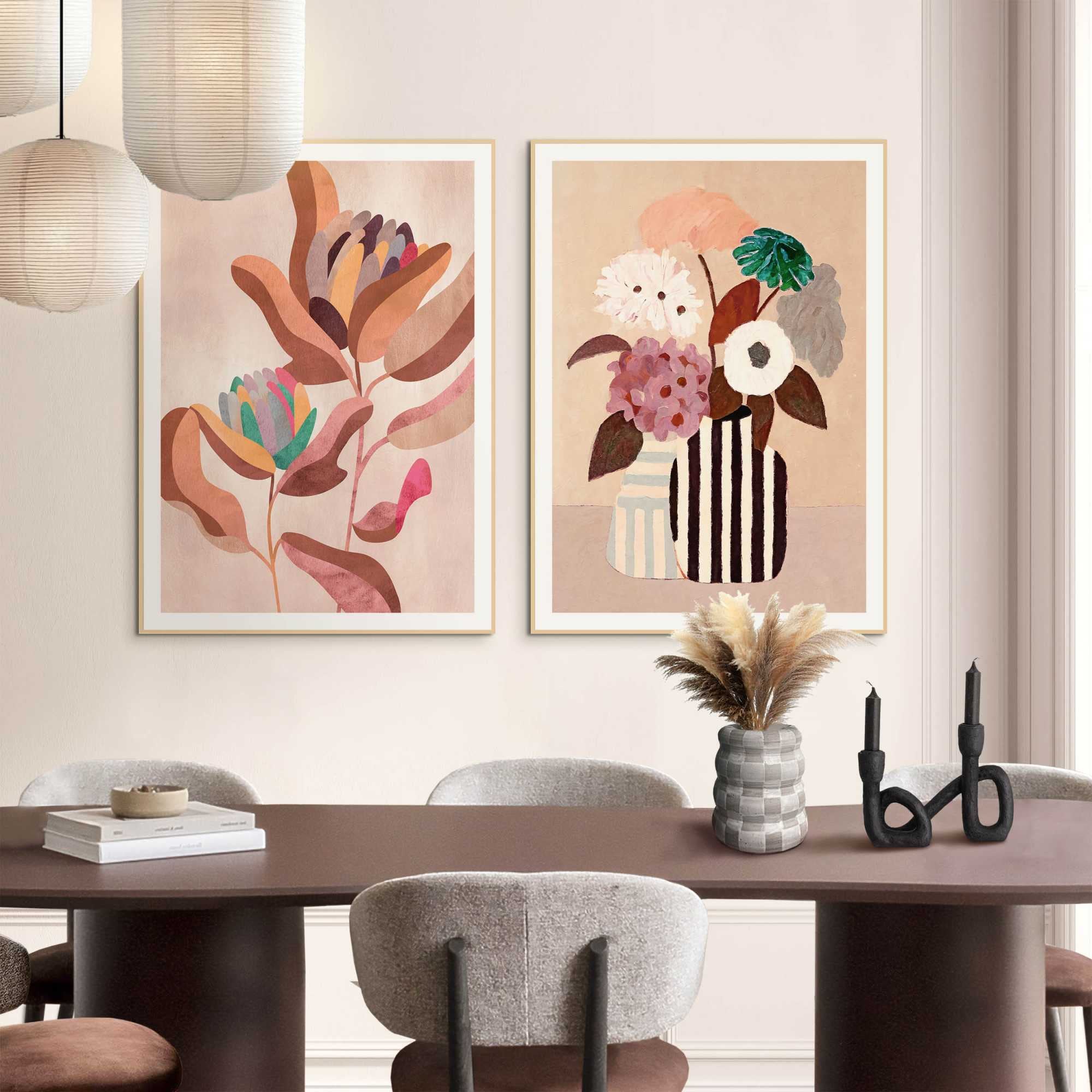 Image of Reinders Bild mit Rahmen "Blumen" Blumen 2 Stk. tlg. Hobbyraum - Rosa - MDF - Blumen und Pflanzen - 50x70 cm
