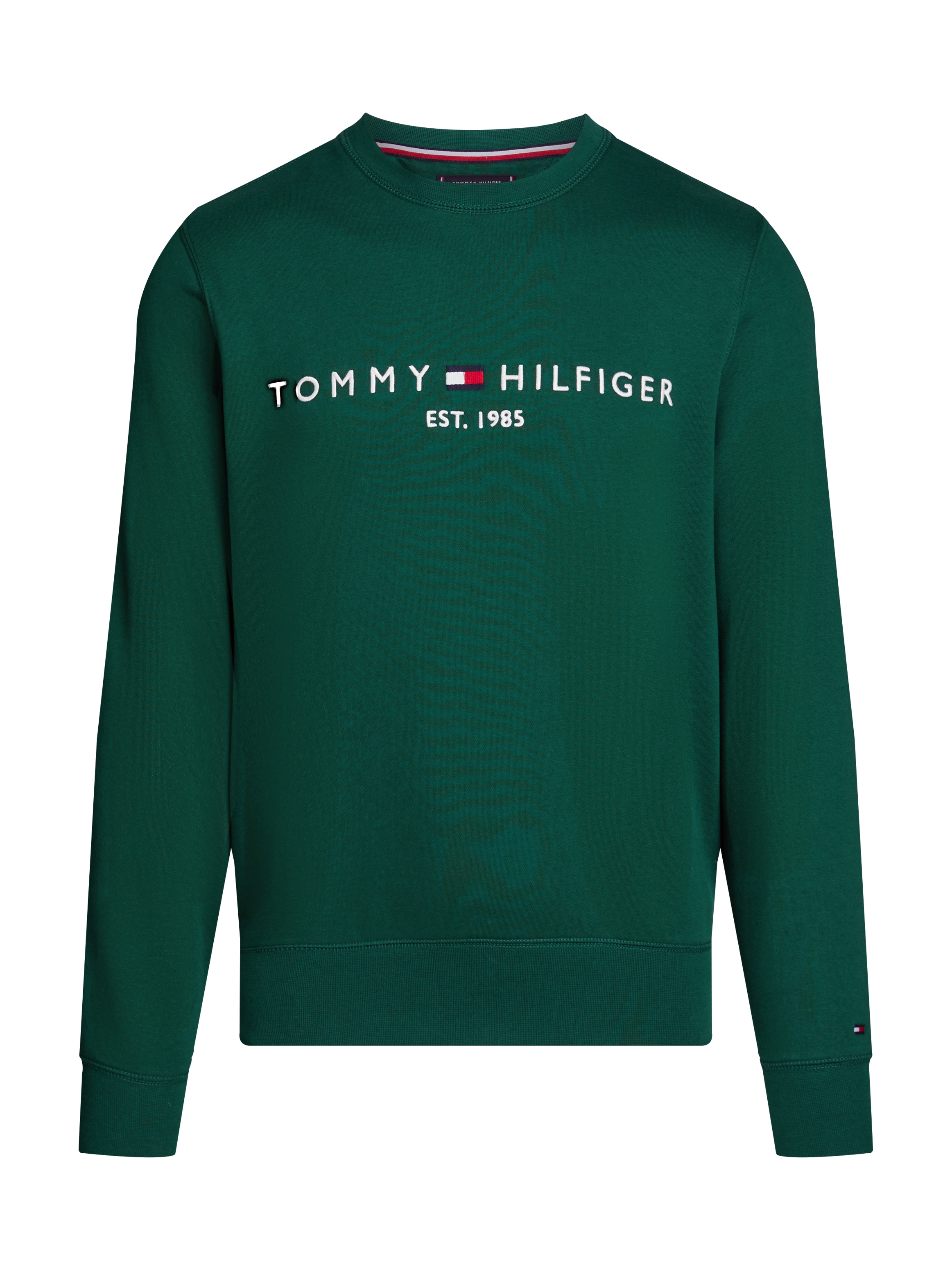 Tommy Hilfiger Sweatshirt »TOMMY LOGO SWEATSHIRT mit Rundhals und Stickerei«, unifarben, casual, regular fit, Baumwollmix, Rundhals