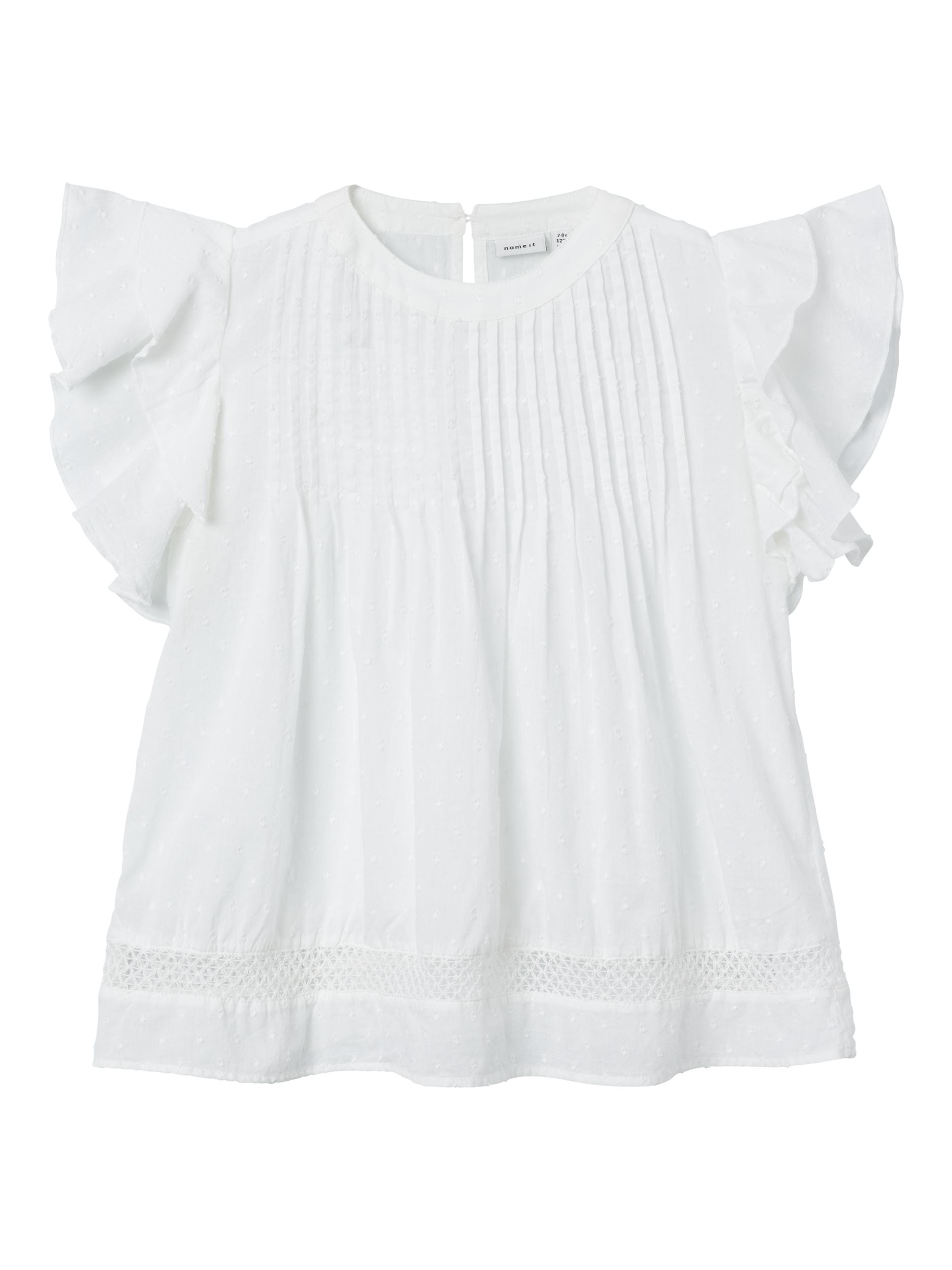 Name It Blouse à manches courtes »NKFFARIDE SS TOP NOOS« Baumwolle, Ärmelbündchen mit Rüschen