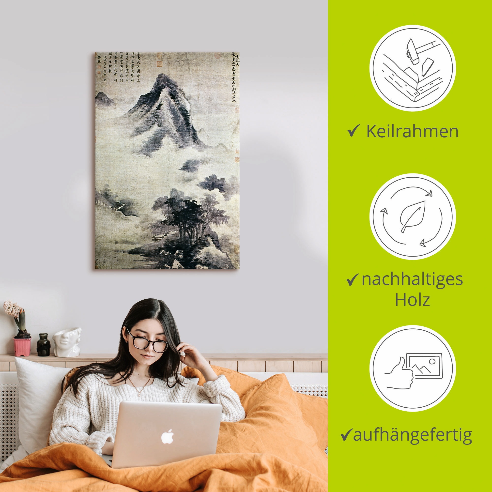 Artland Tableau sur toile »Landschaft nach dem Regen, 13.-14.JH« 1 cuis tlg. auf Holzrahmen gespannt