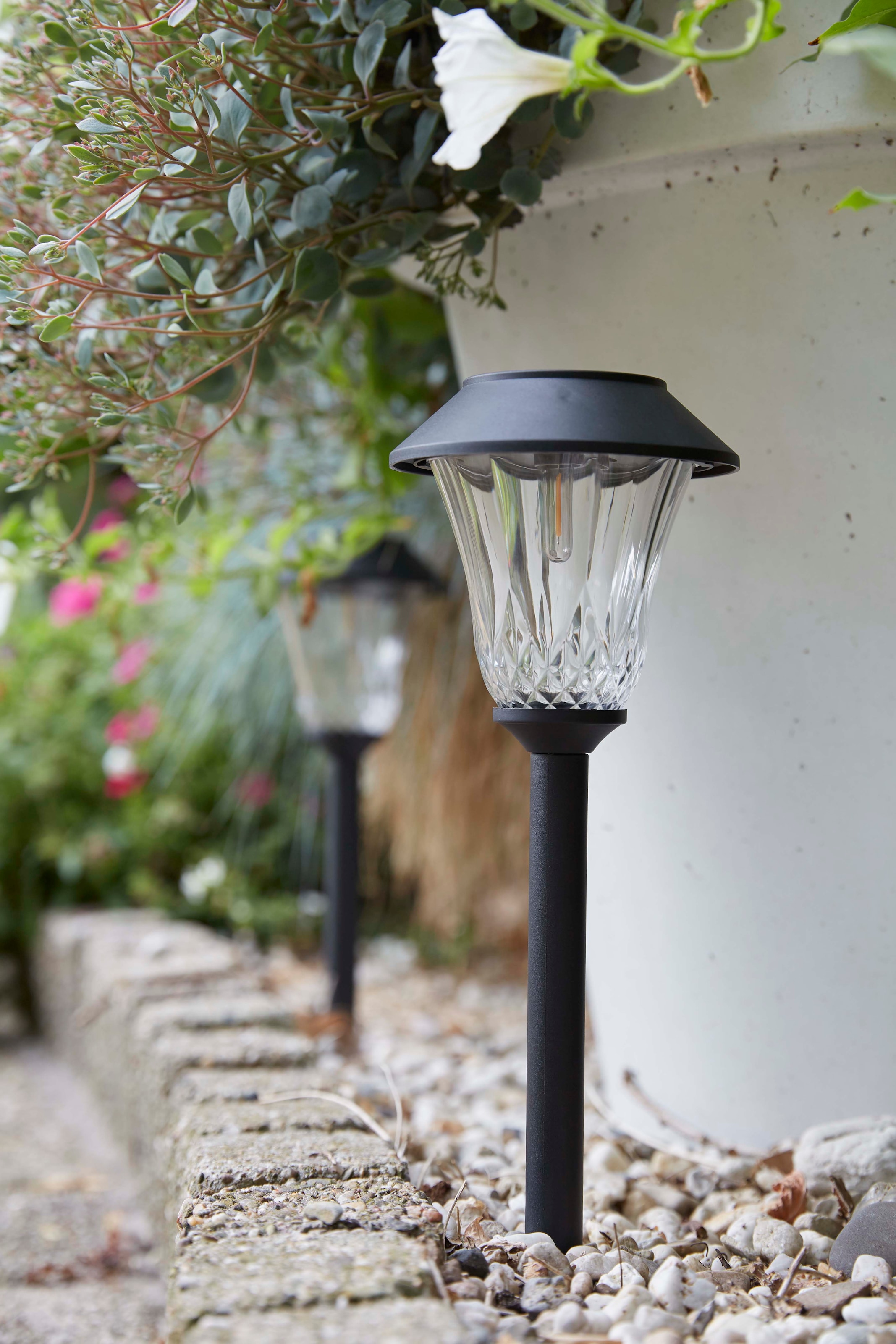 LUXFORM Lampe de jardin »Solar-Gartenlampe - St. Tropez - 3 Stück - 5 Lumen« Module LED 3 cuis fabriqué en plastique