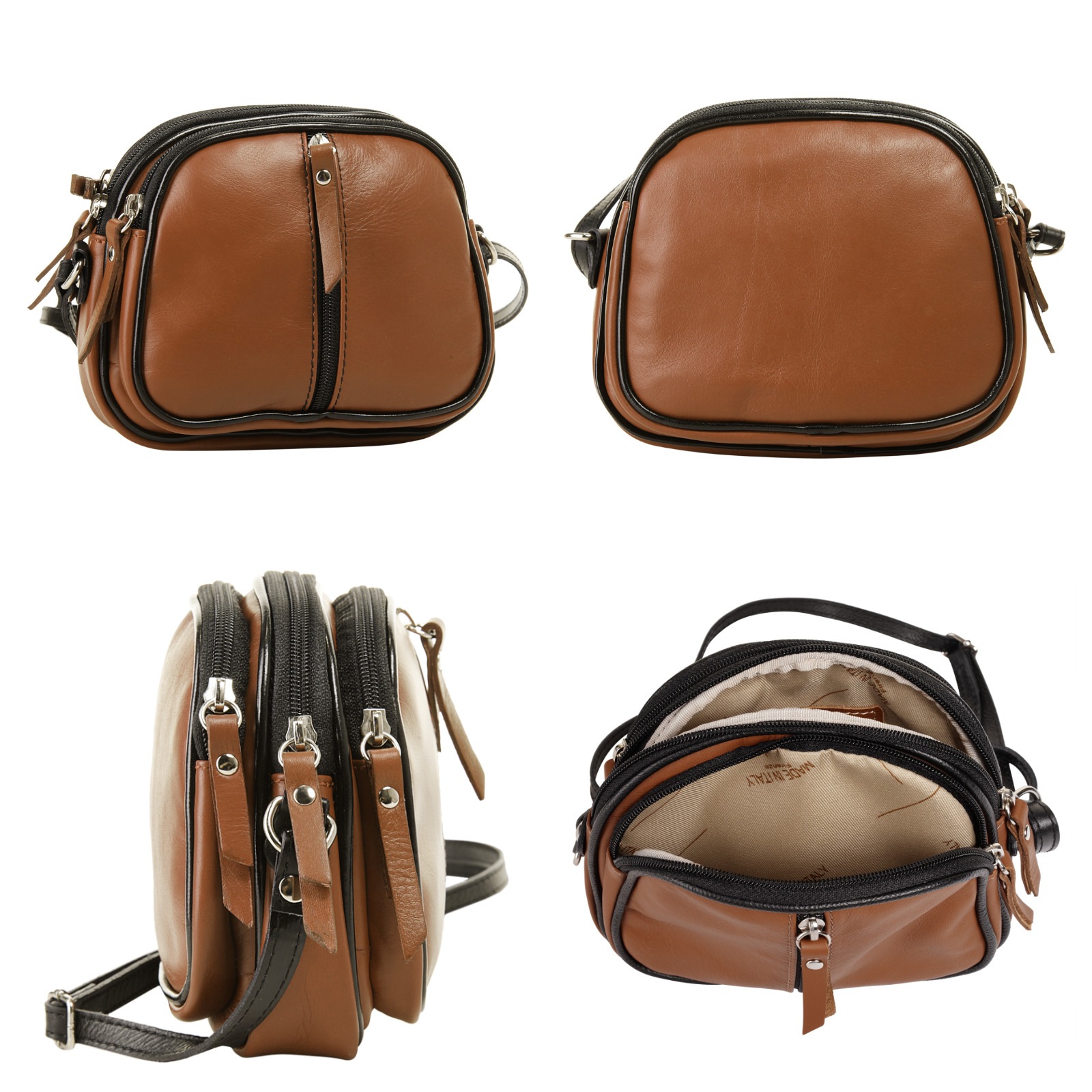 Cluty Umhängetasche, echt Leder, Made in Italy