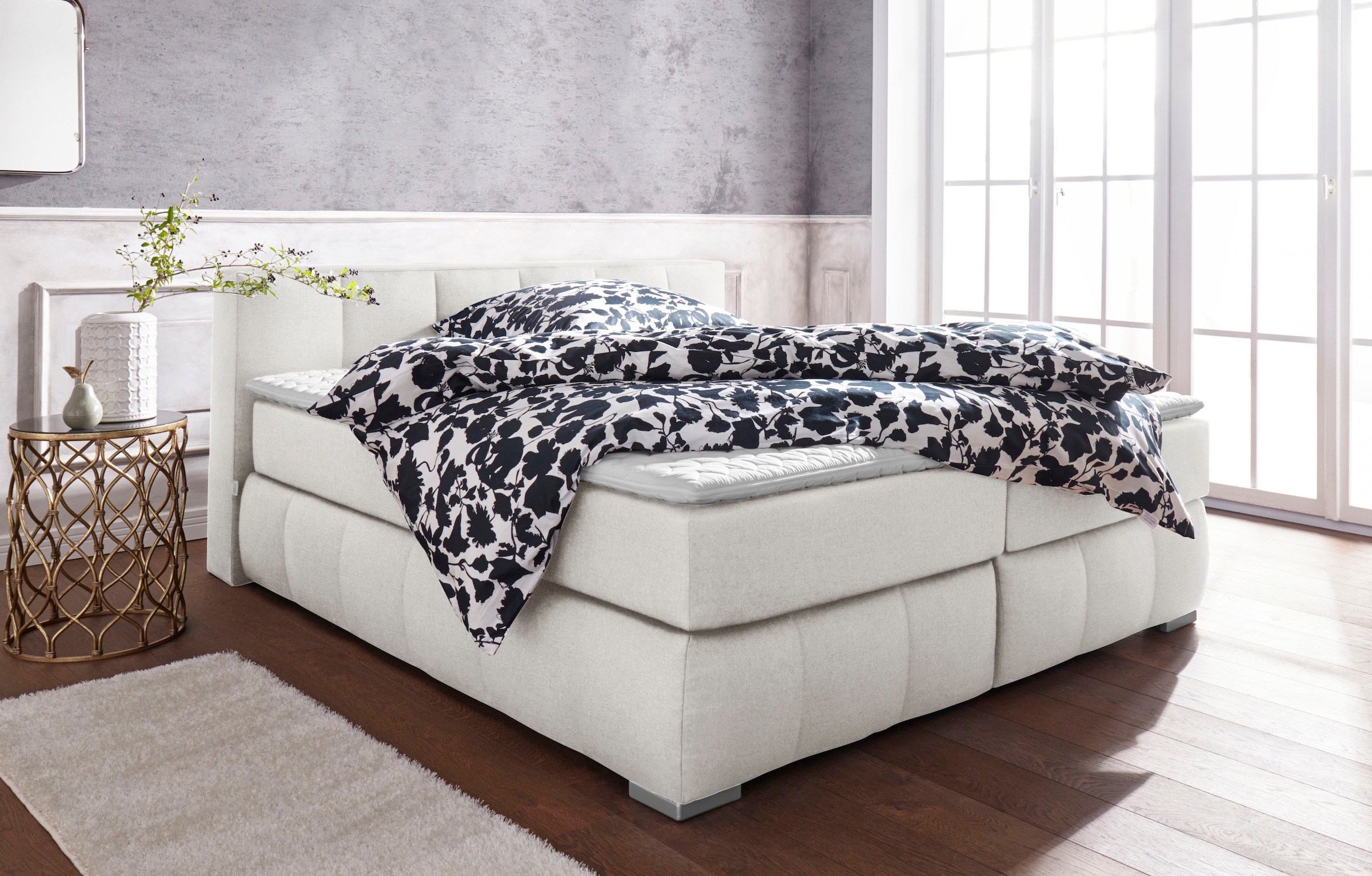Guido Maria Kretschmer Home&Living Boxspringbett »Chelles«, inkl. Topper, in XXL- Überlänge 220 cm, Unterbox mit feine Wölbung