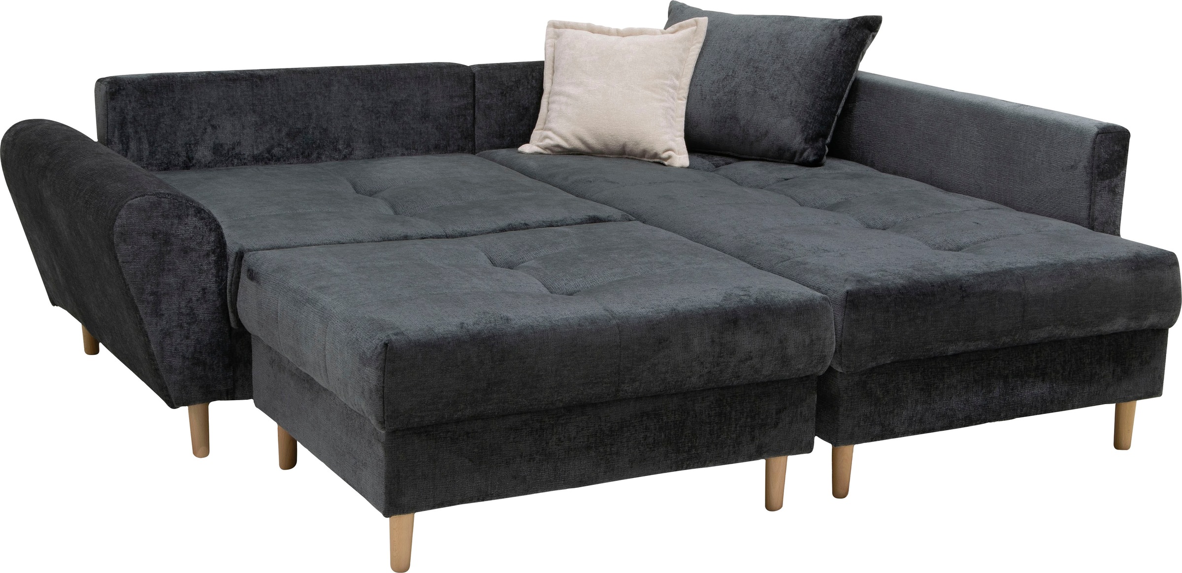 COLLECTION AB Ecksofa »Reims L-Form« Ottomane beidseitig montierbar, inkl. Bettfunktion und Hocker